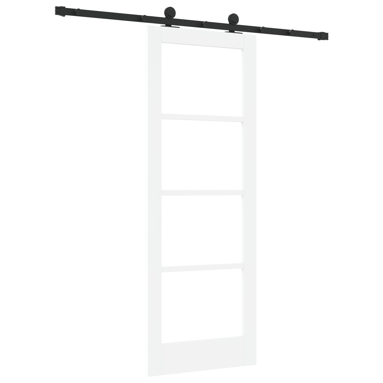 Ușă glisantă vidaXL cu set de accesorii 'ORKDAL'Alb din lemn solid & Sticlă