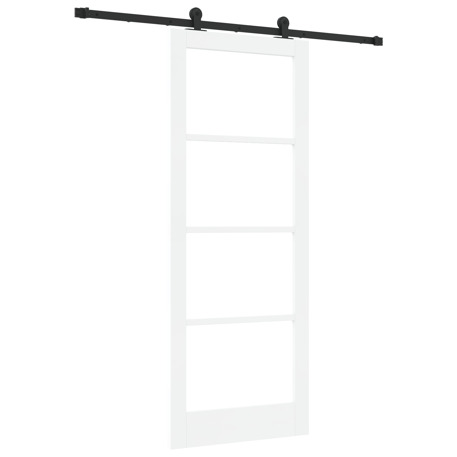 Ușa glisantă vidaXL cu set de accesorii 'ORKDAL'Alb din lemn masiv și sticlă
