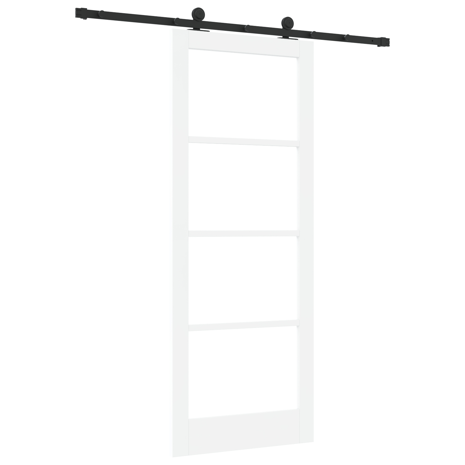 Ușa glisantă vidaXL cu set de accesorii 'ORKDAL'Alb din lemn masiv și sticlă
