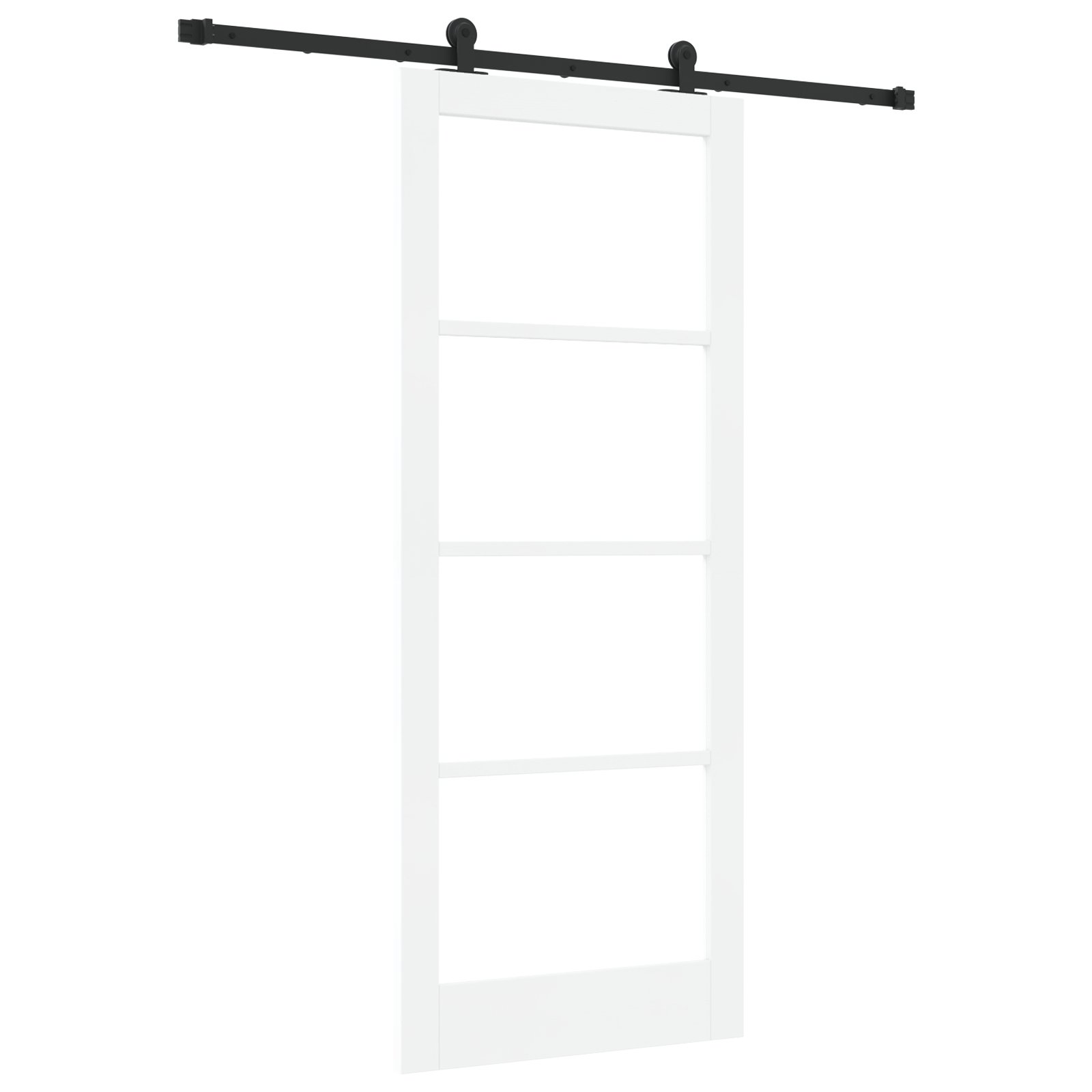 Ușa glisantă vidaXL cu hardware 'ORKDAL'din lemn solid alb și sticlă
