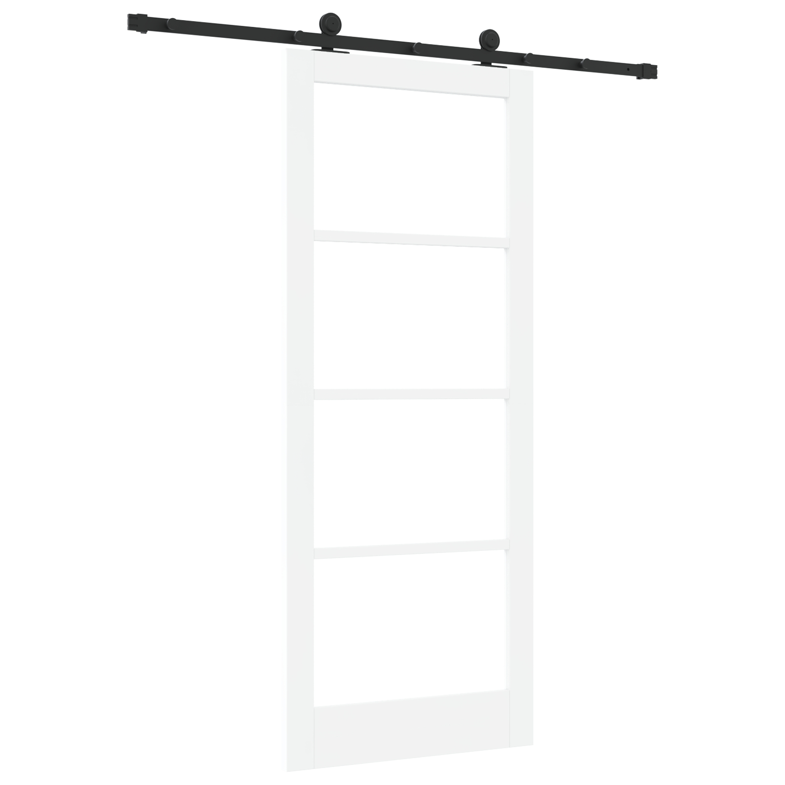 Ușa glisantă vidaXL cu hardware 'ORKDAL'din lemn solid alb și sticlă