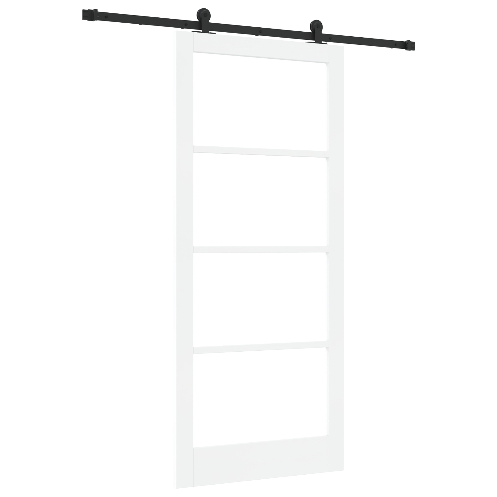 Ușa glisantă vidaXL cu set de accesorii 'ORKDAL'Alb Lemn Solid & Sticlă