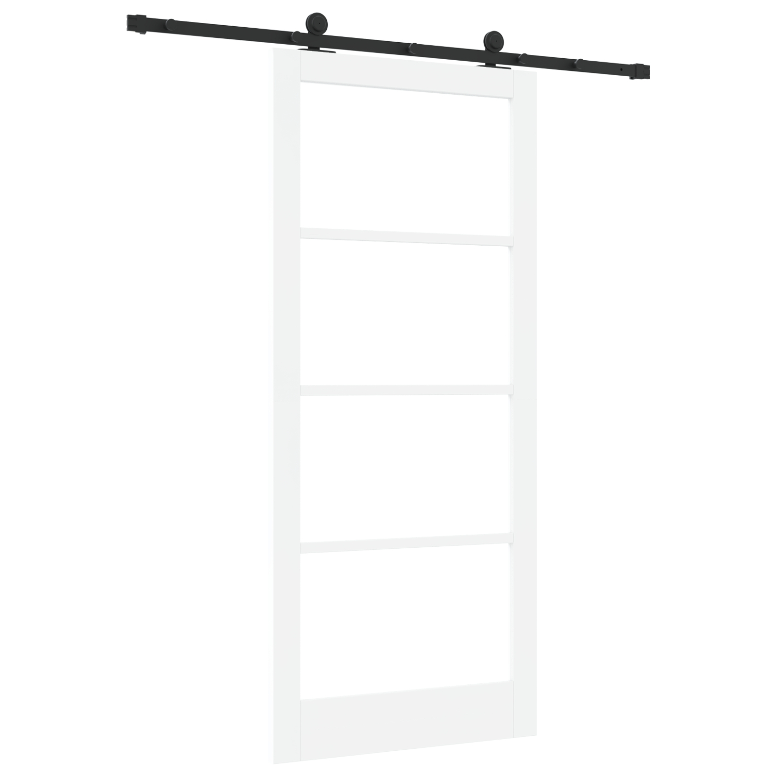 Ușa glisantă vidaXL cu set de accesorii 'ORKDAL'Alb Lemn Solid & Sticlă