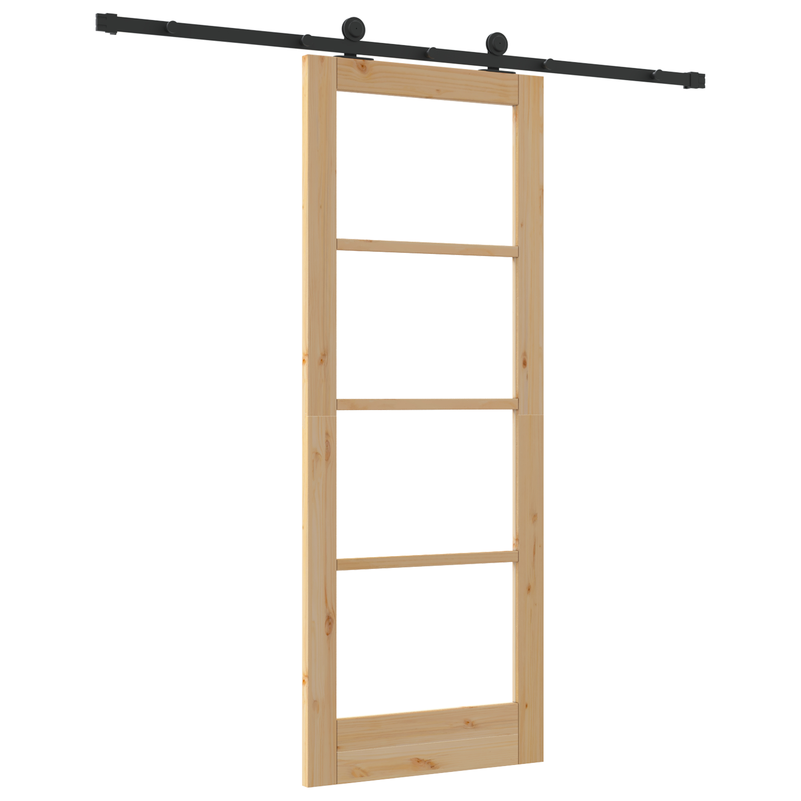 Ușă glisantă vidaXL cu set de accesorii 'ORKDAL'Lemn solid și sticlă