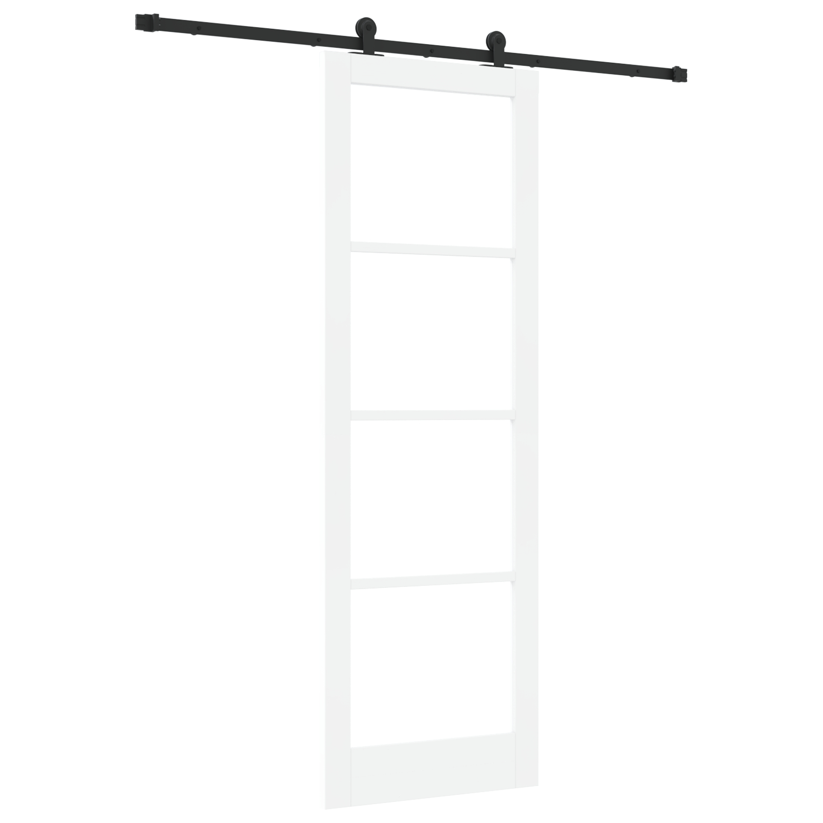 Ușa Glisantă vidaXL cu Set de Accesorii 'ORKDAL'Ușa Albă din Lemn Masiv & Sticlă