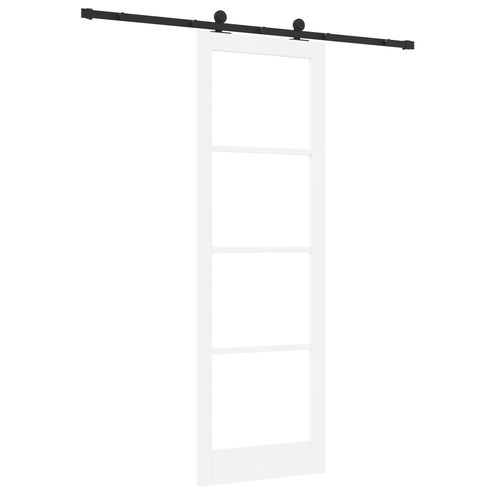 Ușa Glisantă vidaXL cu Set de Accesorii 'ORKDAL'Ușa Albă din Lemn Masiv & Sticlă