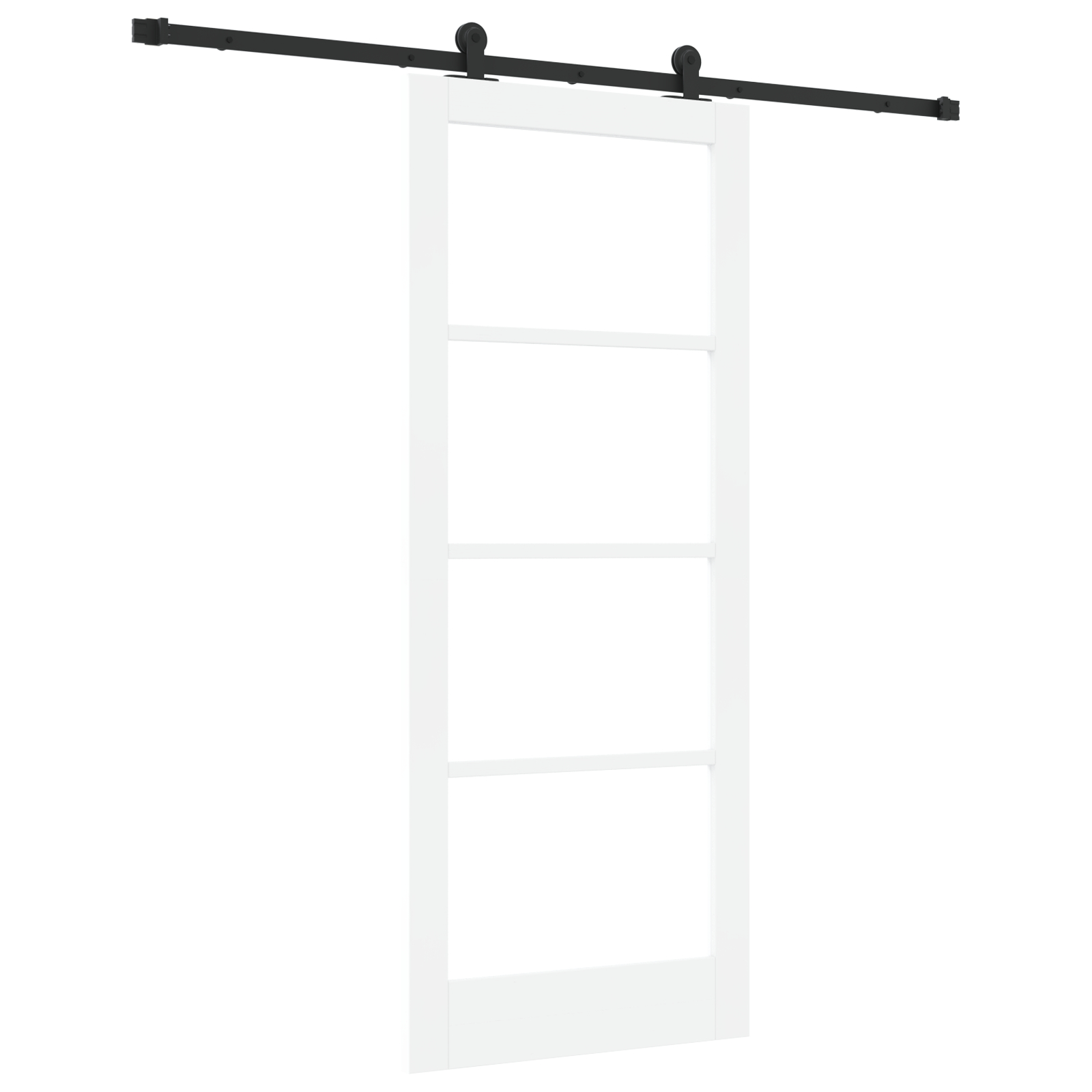 Ușă glisantă vidaXL cu set de accesorii 'ORKDAL'din lemn solid alb și sticlă Ușă glisantă vidaXL cu set de accesorii 'ORKDAL'din lemn solid alb și sticlă