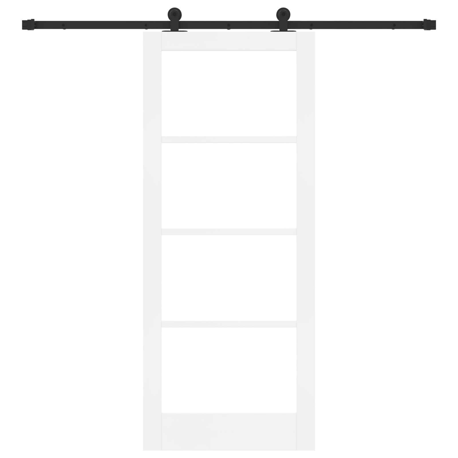 Ușă glisantă vidaXL cu set de accesorii 'ORKDAL'din lemn solid alb și sticlă Ușă glisantă vidaXL cu set de accesorii 'ORKDAL'din lemn solid alb și sticlă