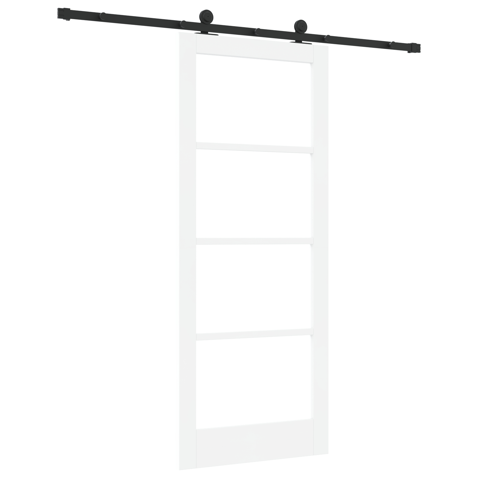 Ușă glisantă vidaXL cu set de accesorii 'ORKDAL'din lemn solid alb și sticlă Ușă glisantă vidaXL cu set de accesorii 'ORKDAL'din lemn solid alb și sticlă
