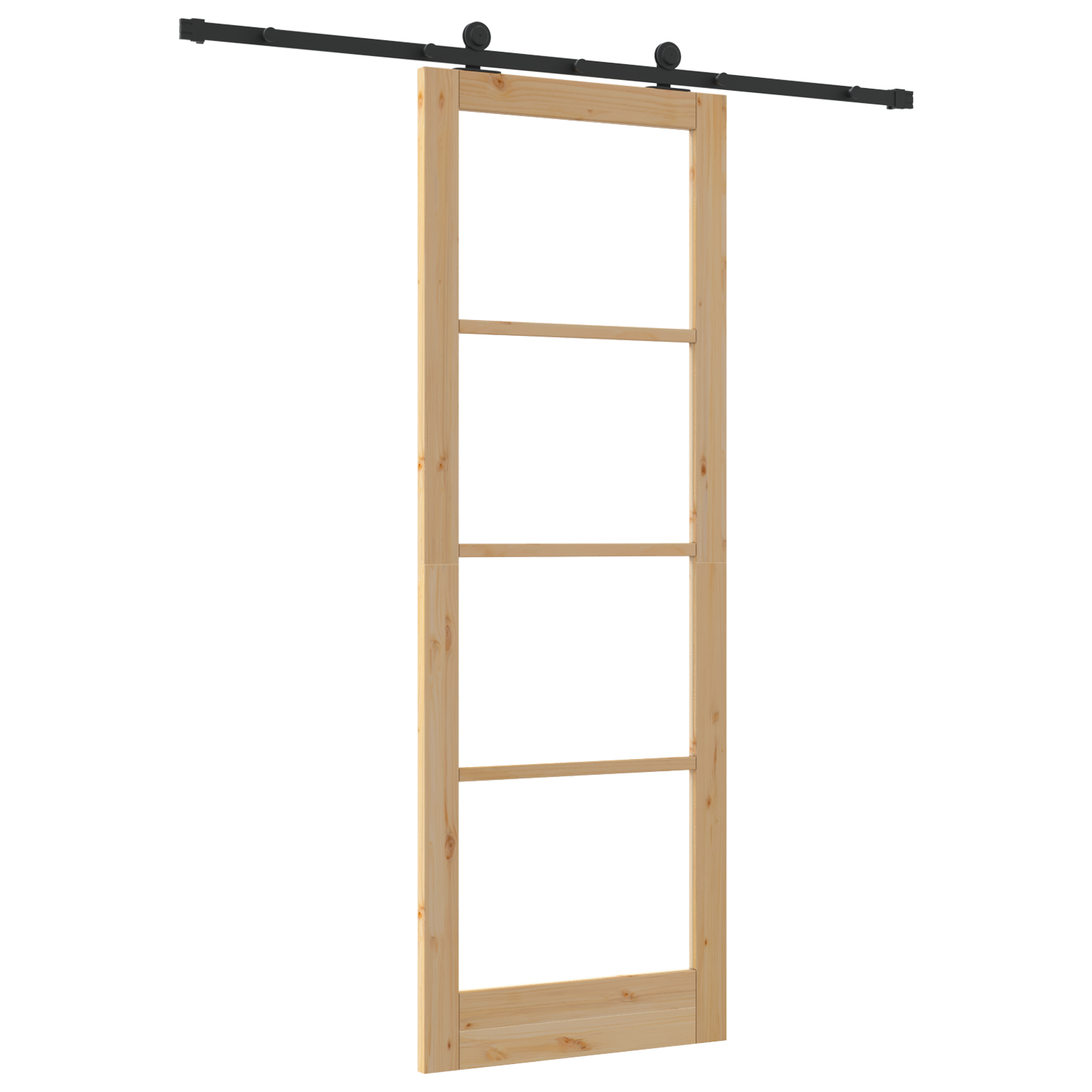 Ușă glisantă vidaXL cu set de accesorii 'ORKDAL'Lemn solid și sticlă