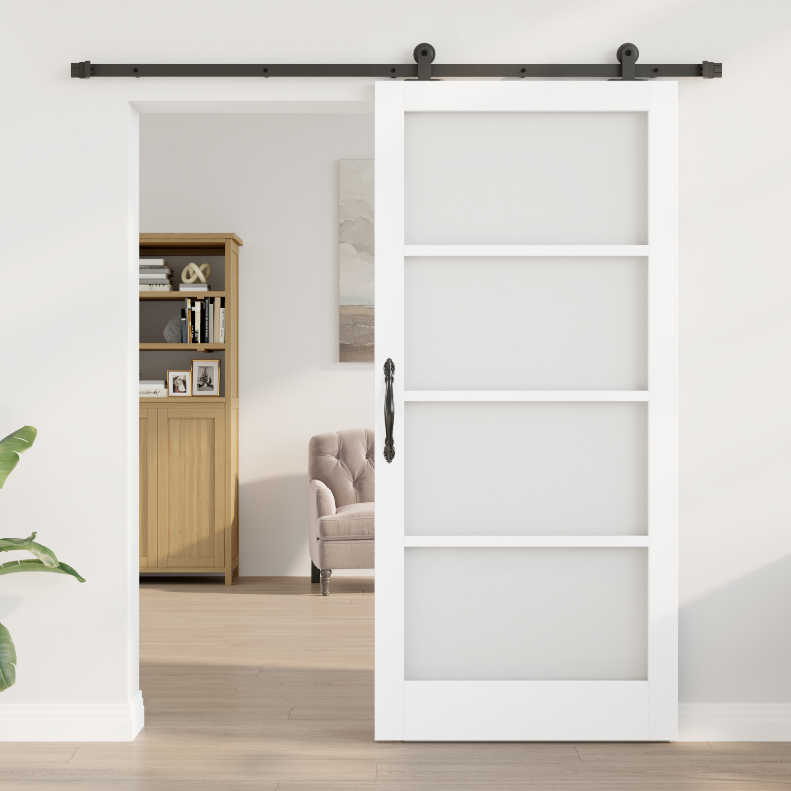 Ușa glisantă vidaXL cu set de accesorii 'ORKDAL'Alb Lemn Solid & Sticlă Ușa glisantă vidaXL cu set de accesorii 'ORKDAL'Alb Lemn Solid & Sticlă