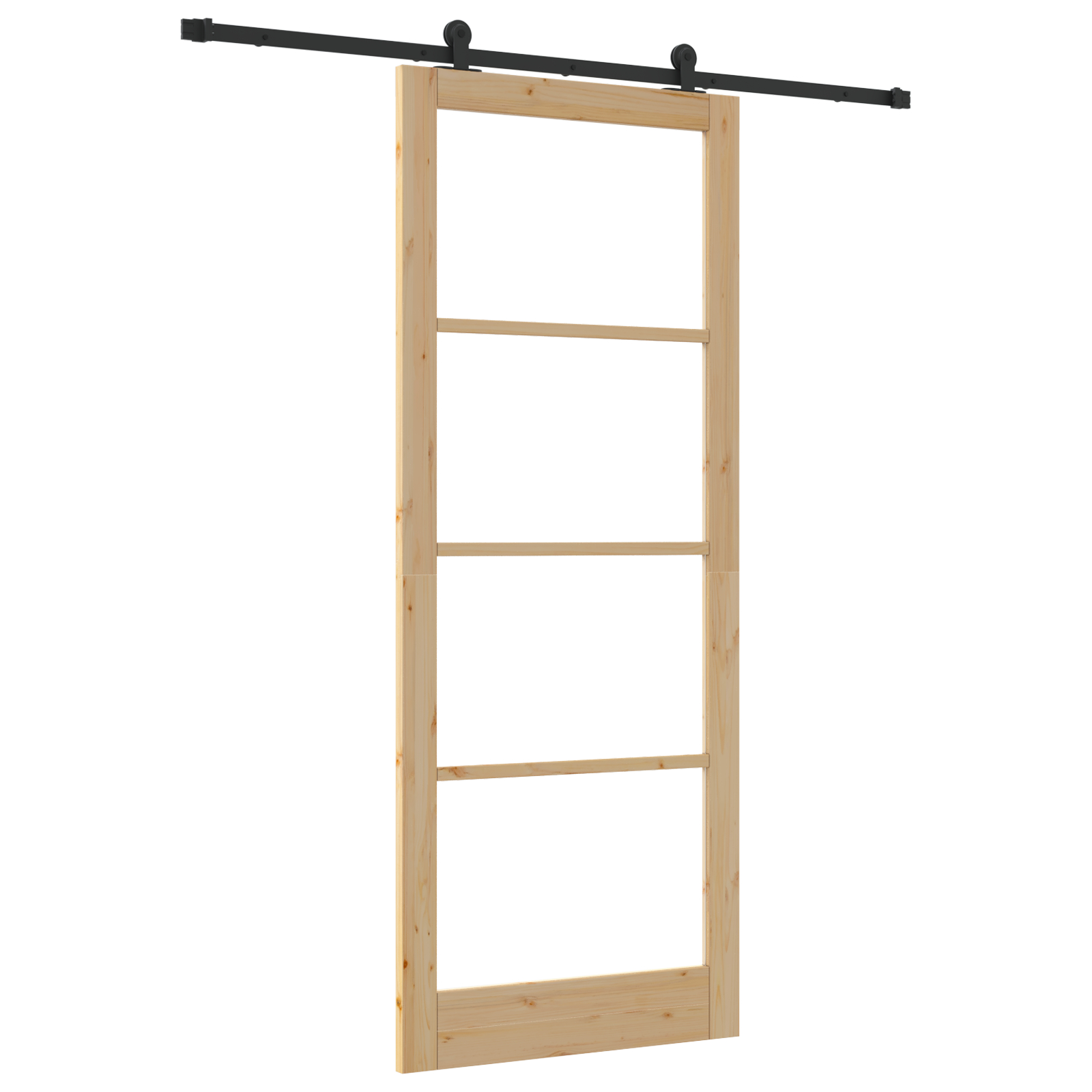 Ușa glisantă vidaXL cu set de accesorii 'ORKDAL'din lemn solid și sticlă