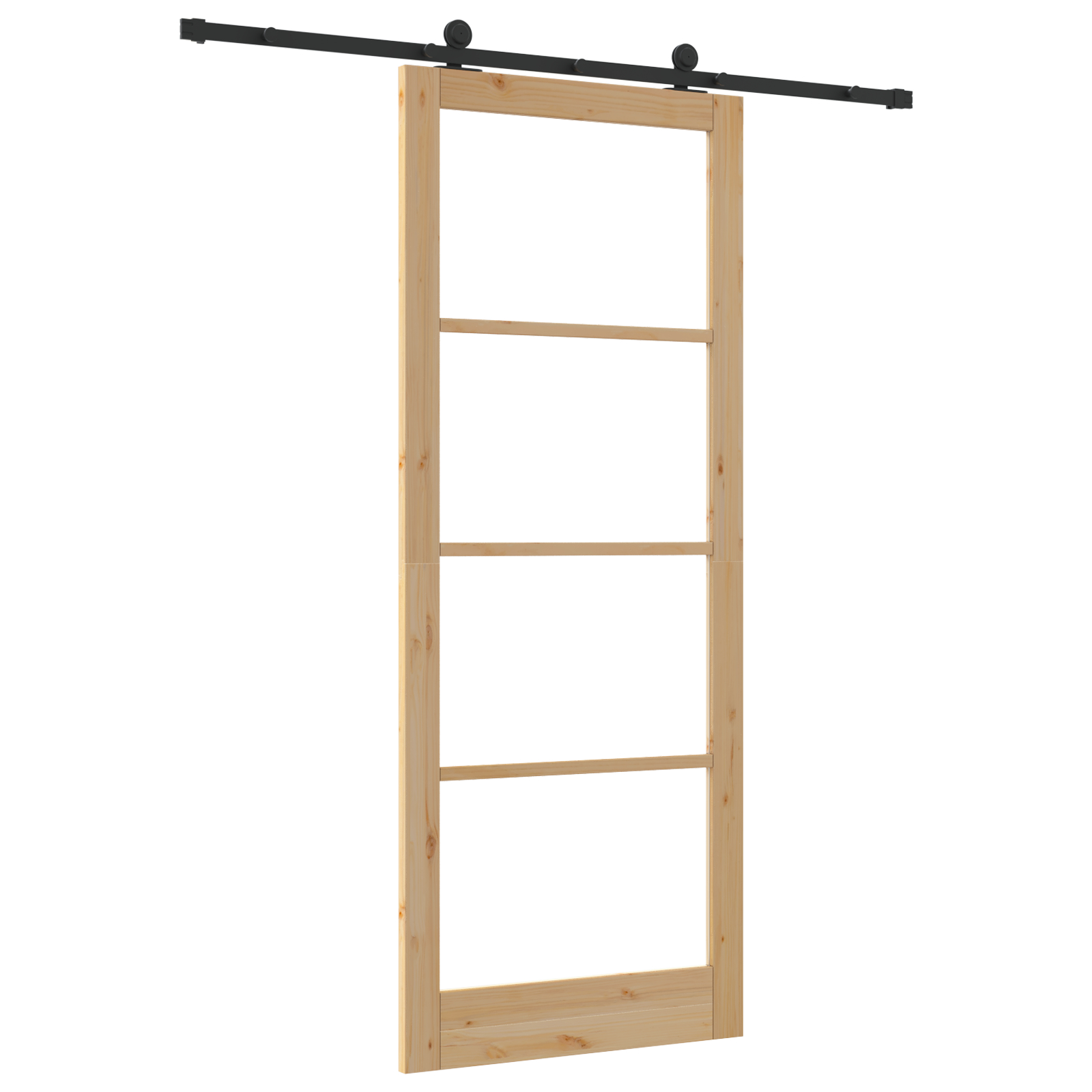 Ușa glisantă vidaXL cu set de accesorii 'ORKDAL'din lemn solid și sticlă