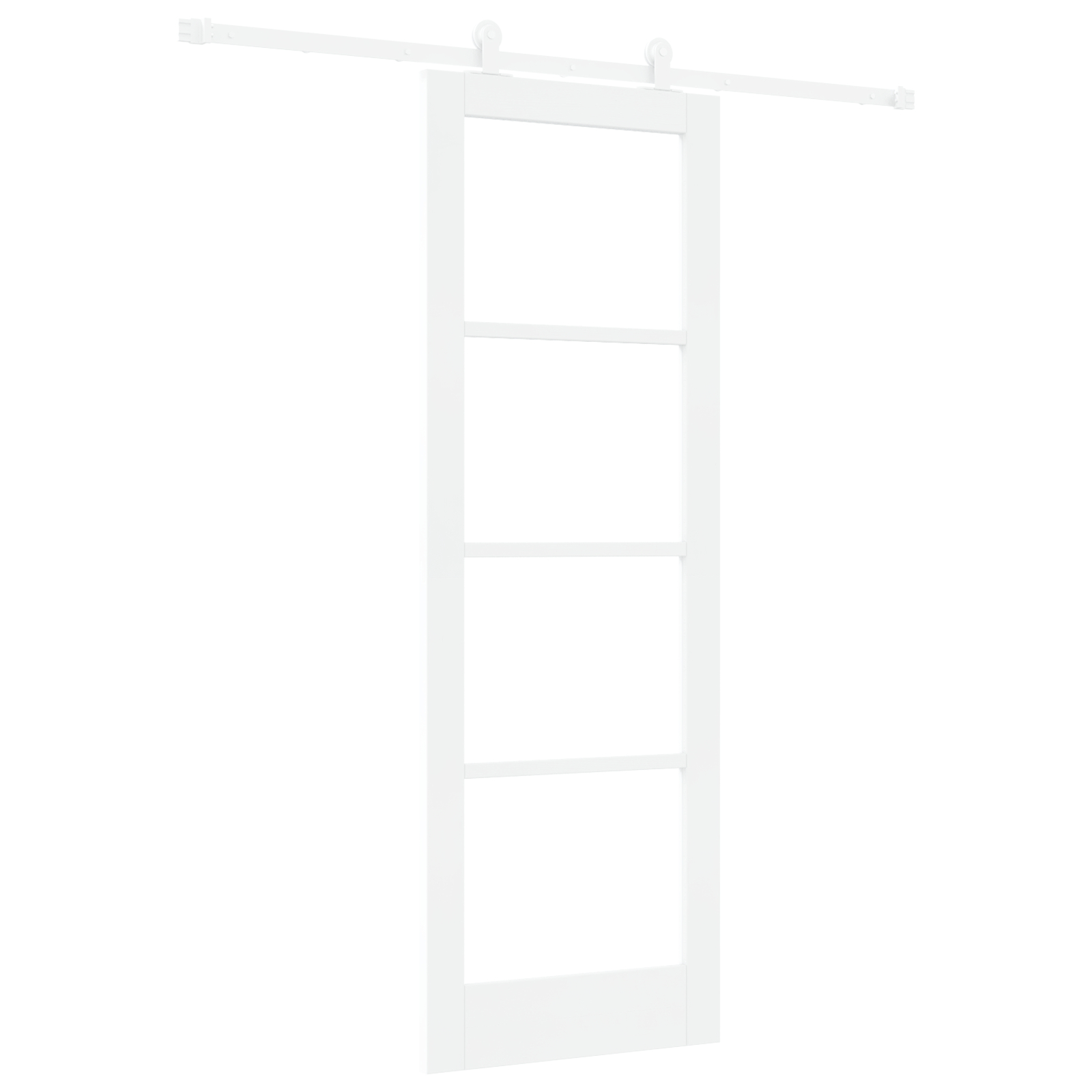 Ușă glisantă vidaXL cu set de accesorii 'ORKDAL'Alb Lemn Solid & Sticlă
