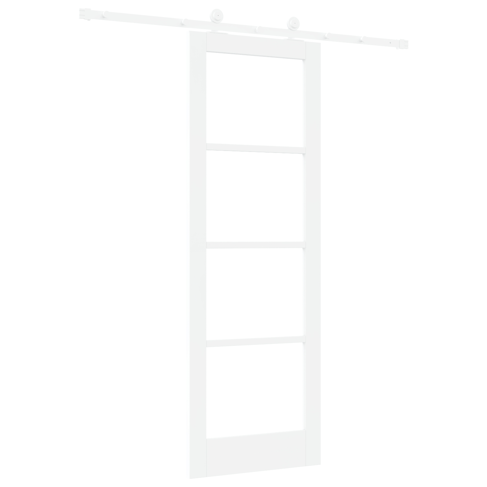 Ușă glisantă vidaXL cu set de accesorii 'ORKDAL'Alb Lemn Solid & Sticlă