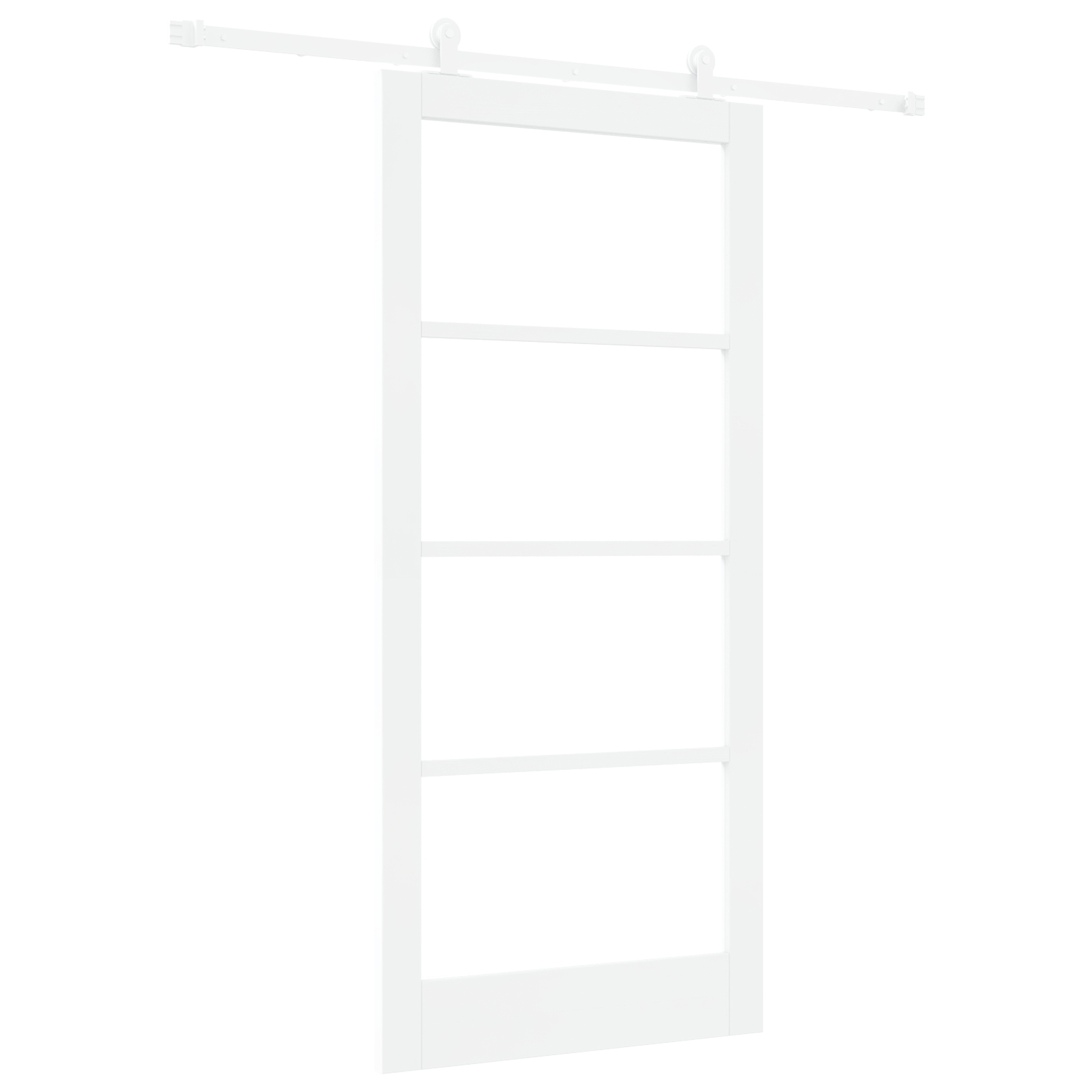 Ușa glisantă vidaXL cu set de accesorii 'ORKDAL'Alb Lemn Solid & Sticlă