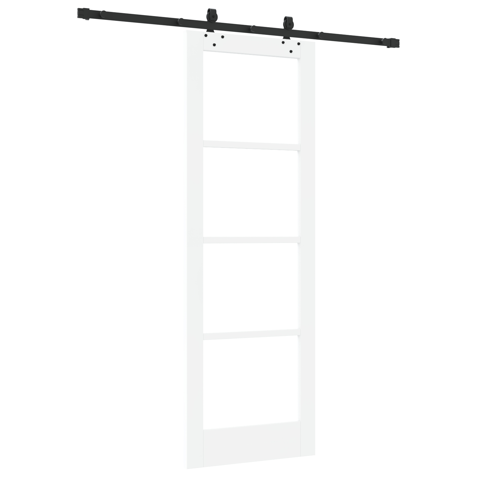 Ușă glisantă vidaXL cu set de accesorii 'ORKDAL'Alb din lemn masiv și sticlă