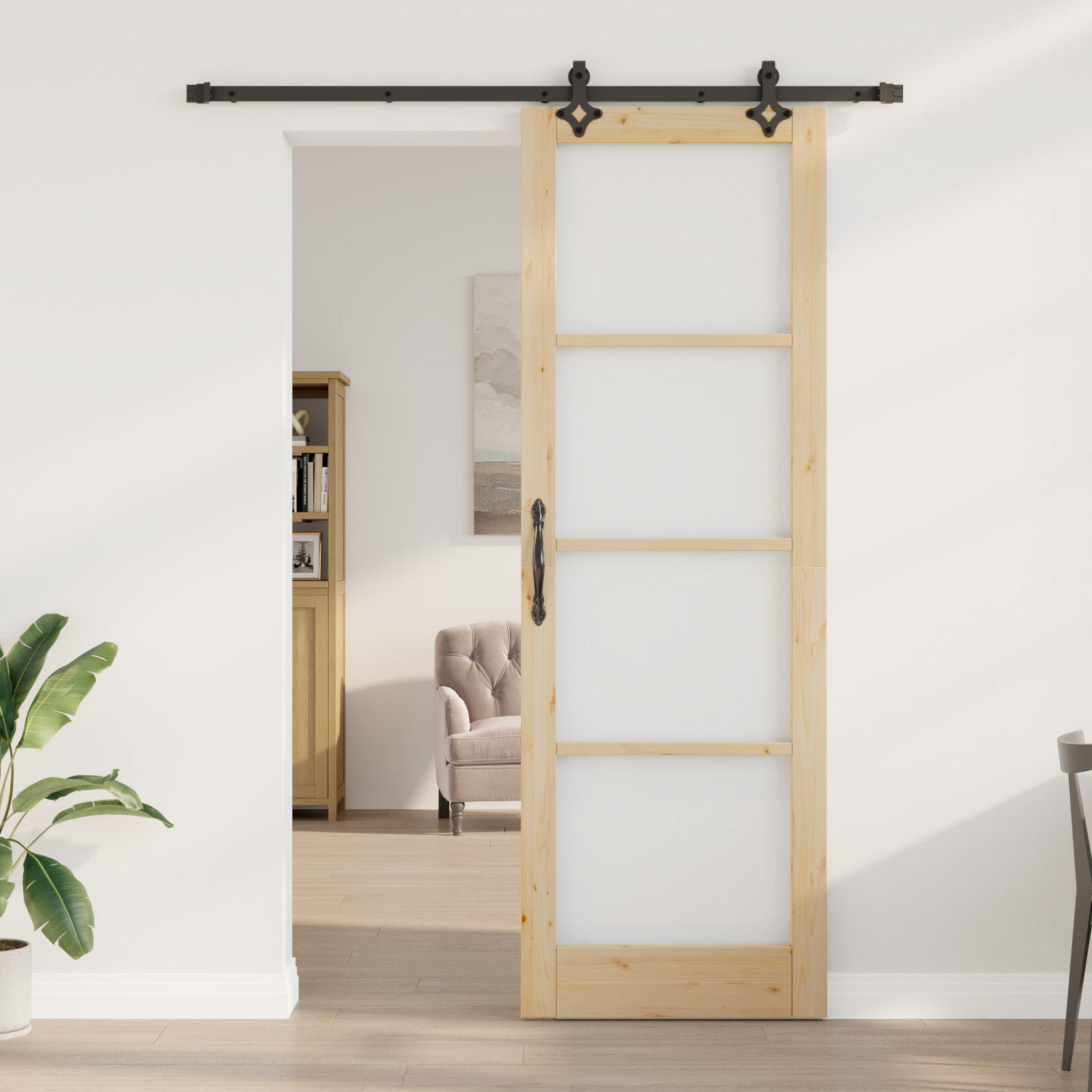 Set Ușă Glisantă vidaXL cu Accesorii “ORKDAL” Lemn Solid și Sticlă Set Ușă Glisantă vidaXL cu Accesorii “ORKDAL” Lemn Solid și Sticlă