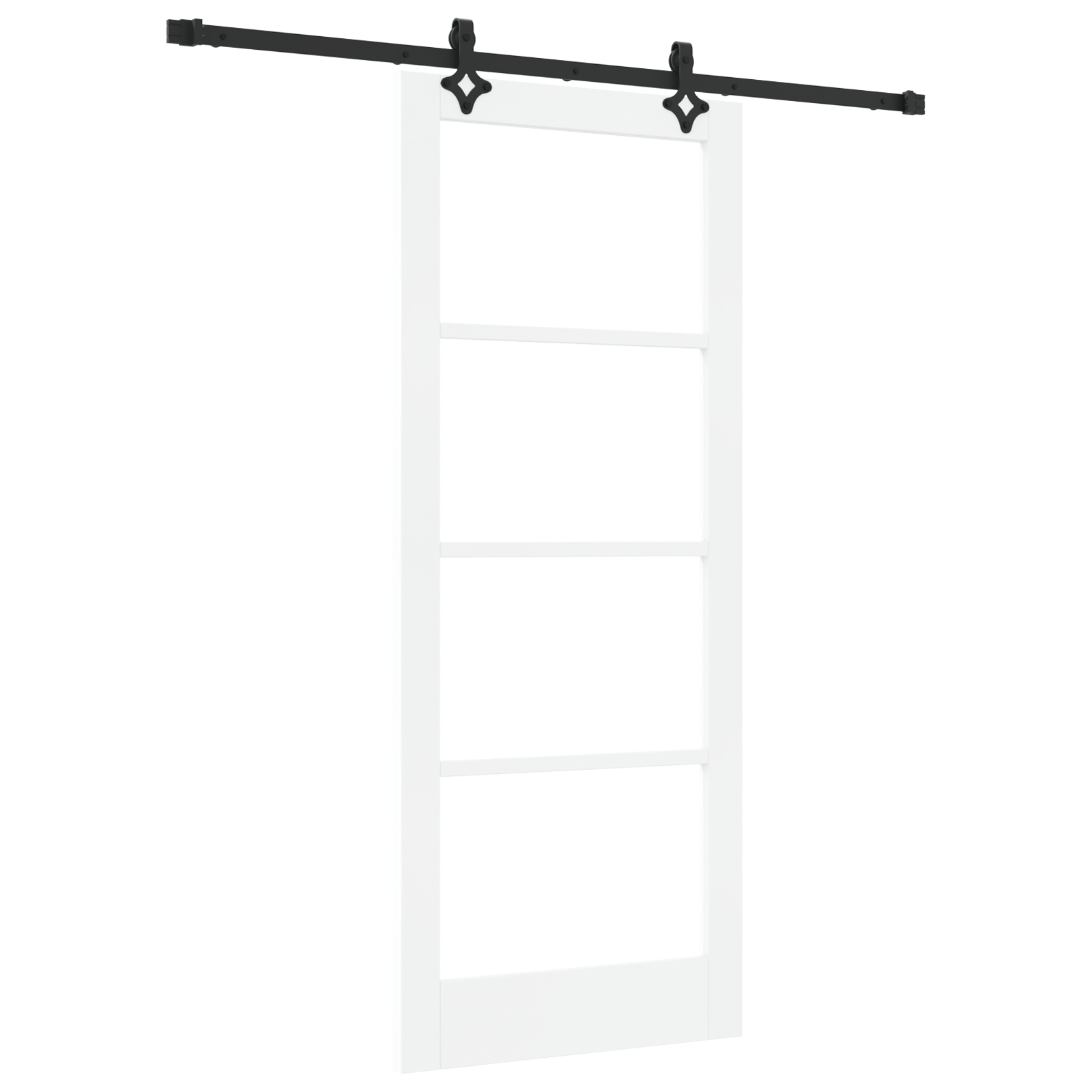 Ușa Glisantă vidaXL cu Set de Accesorii 'ORKDAL'Alb din Lemn Masiv & Sticlă