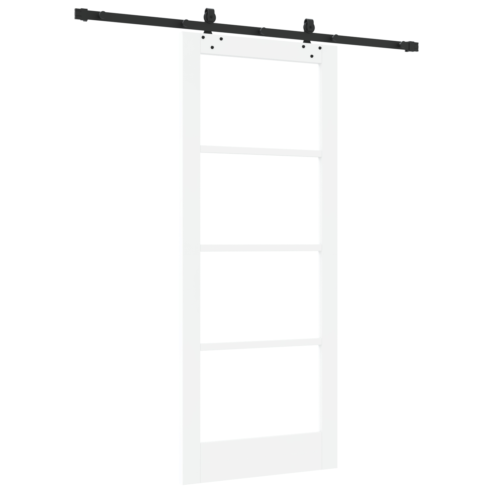 Ușa Glisantă vidaXL cu Set de Accesorii 'ORKDAL'Alb din Lemn Masiv & Sticlă