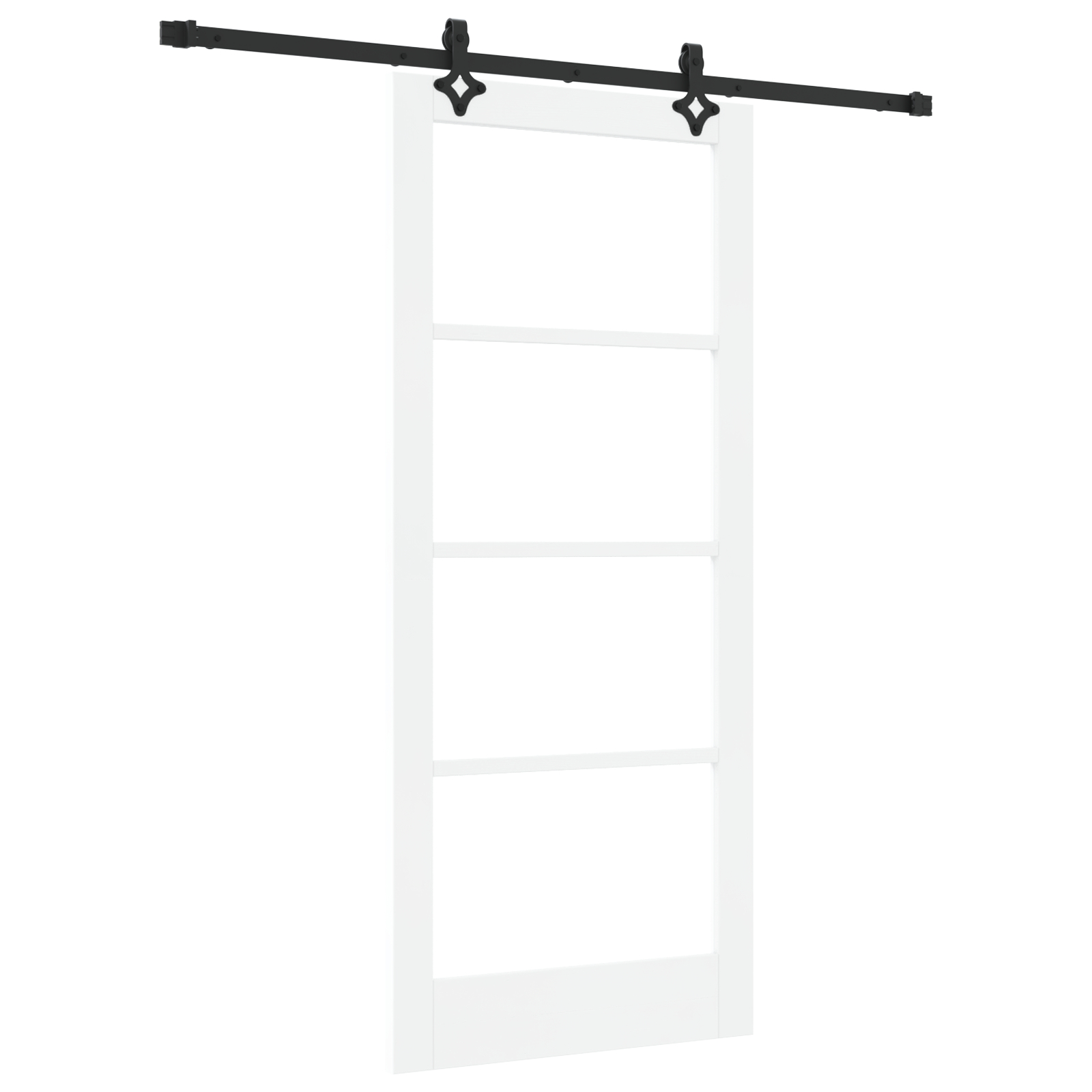 Set de uși glisante vidaXL cu hardware „ORKDAL” Alb Lemn masiv și Sticlă Set de uși glisante vidaXL cu hardware „ORKDAL” Alb Lemn masiv și Sticlă