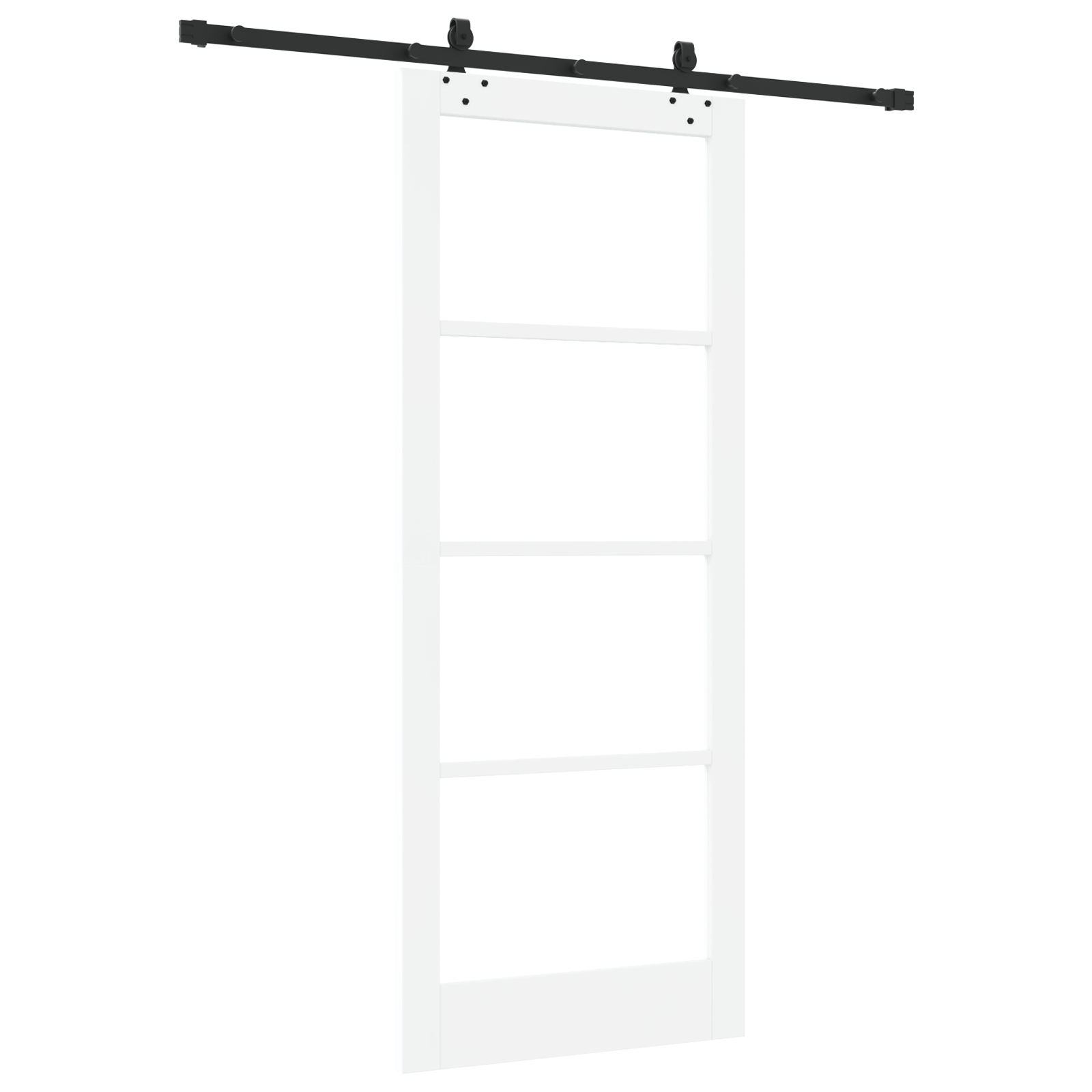 Set Ușă Glisantă cu Hardware 'ORKDAL'Alb din Lemn Solid și Sticlă Set Ușă Glisantă cu Hardware 'ORKDAL'Alb din Lemn Solid și Sticlă