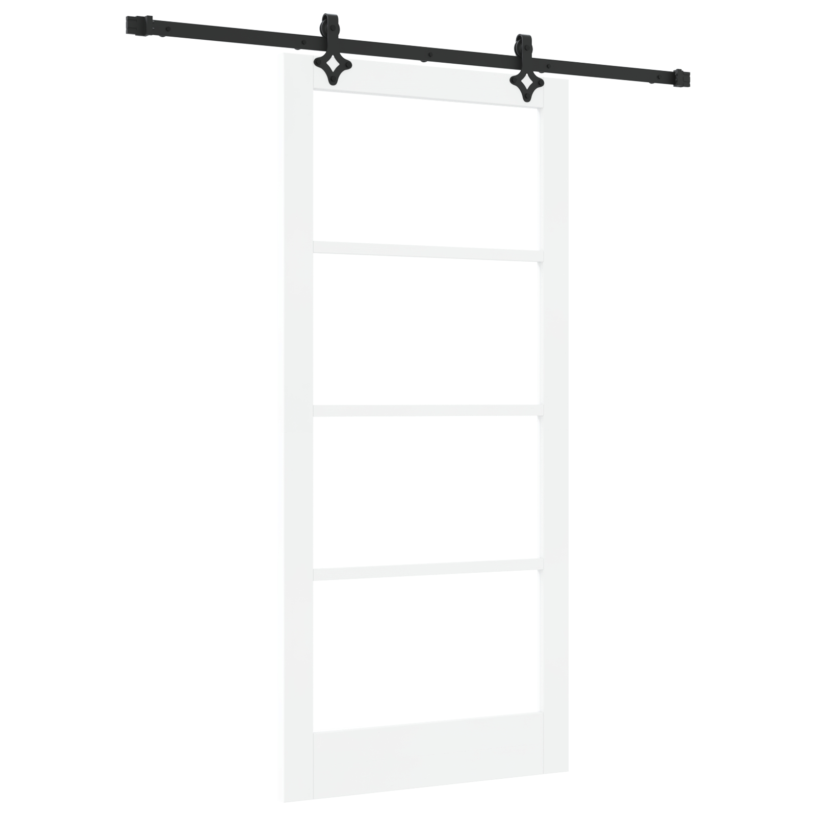 Ușă Glisantă vidaXL cu Set de Accesorii "ORKDAL" Lemn Masiv Alb și Sticlă