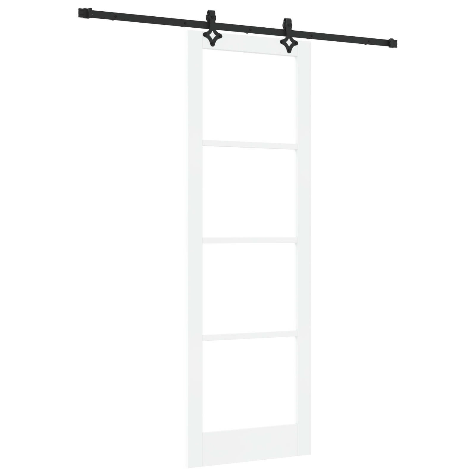 Ușă glisantă vidaXL cu set de accesorii "ORKDAL" Alb Lemn masiv & Sticlă