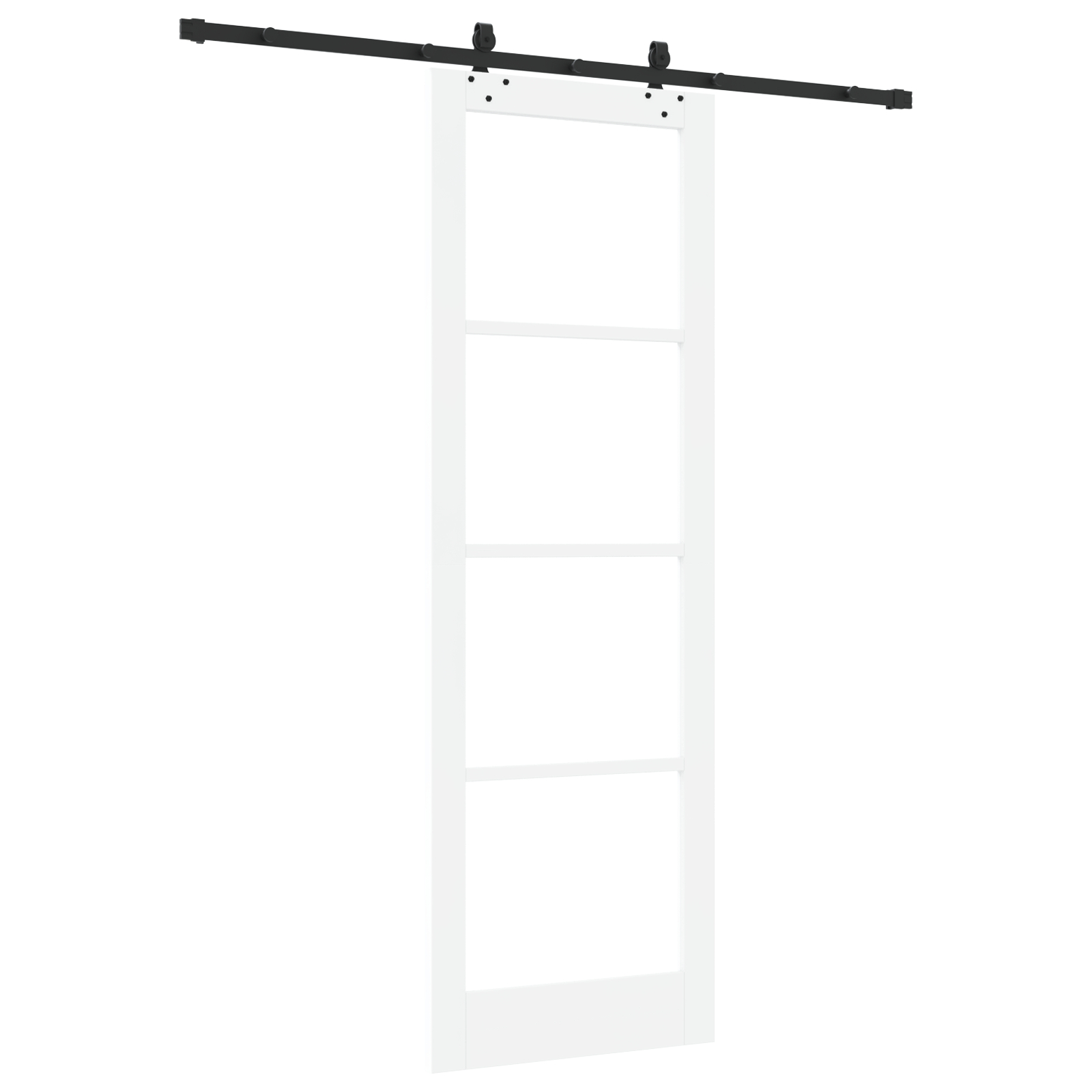 Ușă glisantă vidaXL cu set de accesorii "ORKDAL" Alb Lemn masiv & Sticlă