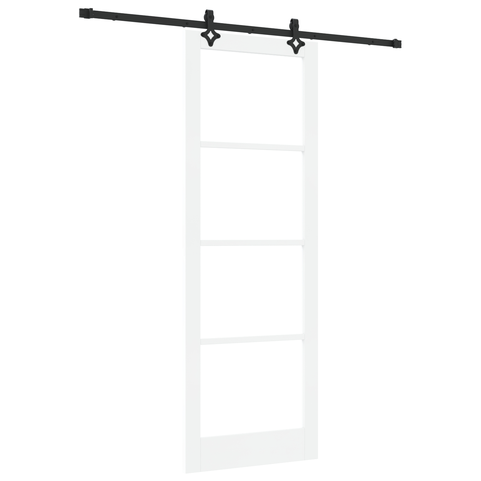 Set Ușă Glisantă vidaXL cu Hardware "ORKDAL" Alb Lemn Solid și Sticlă