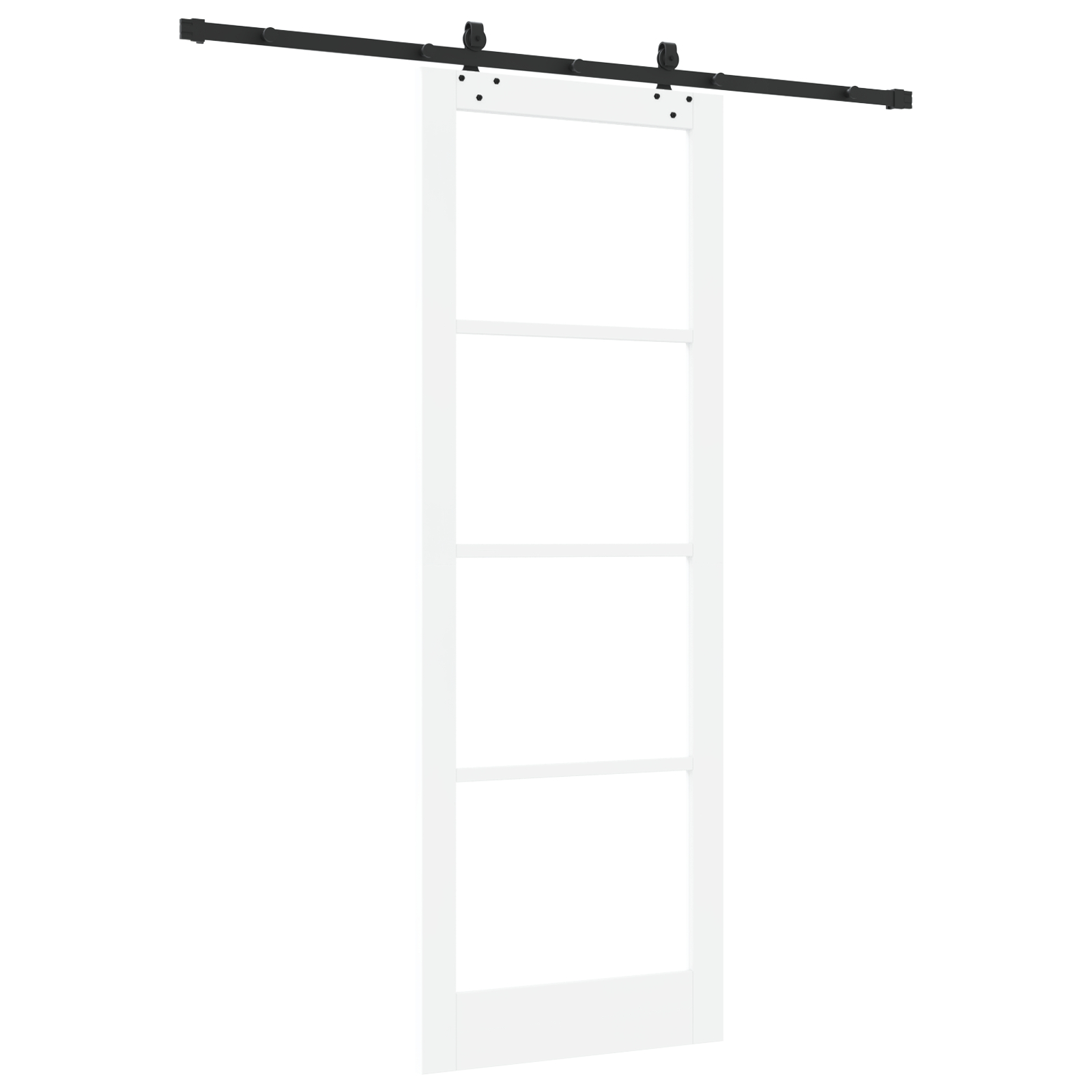 Set Ușă Glisantă vidaXL cu Hardware "ORKDAL" Alb Lemn Solid și Sticlă