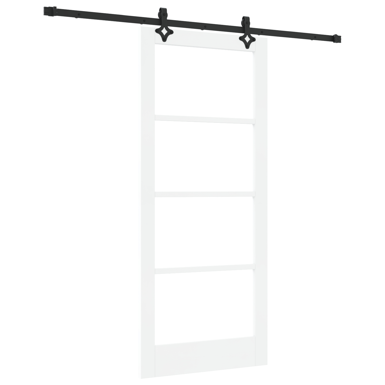 Ușă glisantă vidaXL cu set de accesorii 'ORKDAL'Alb Lemn Solid & Sticlă