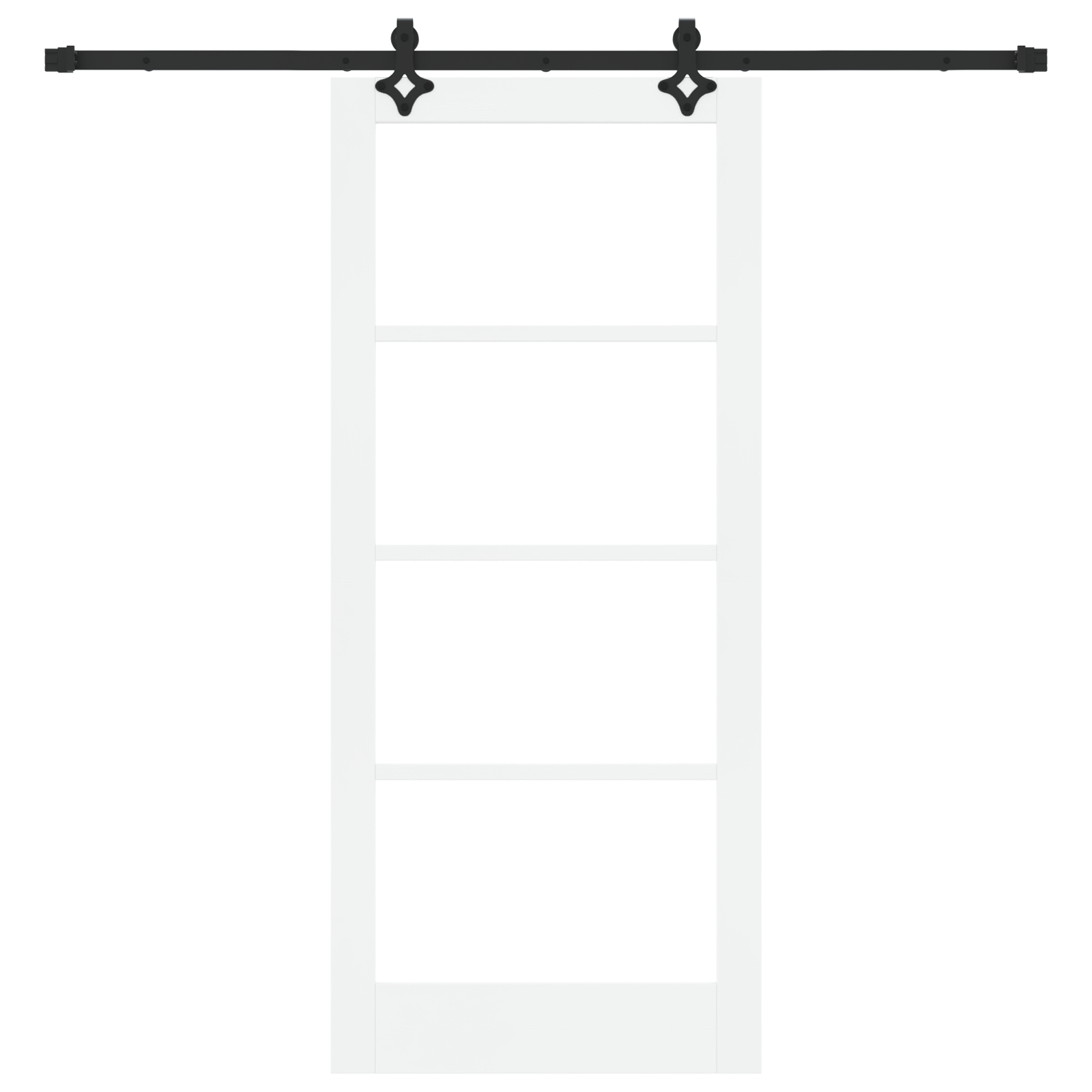 Ușă glisantă vidaXL cu set de accesorii 'ORKDAL'Alb Lemn Solid & Sticlă