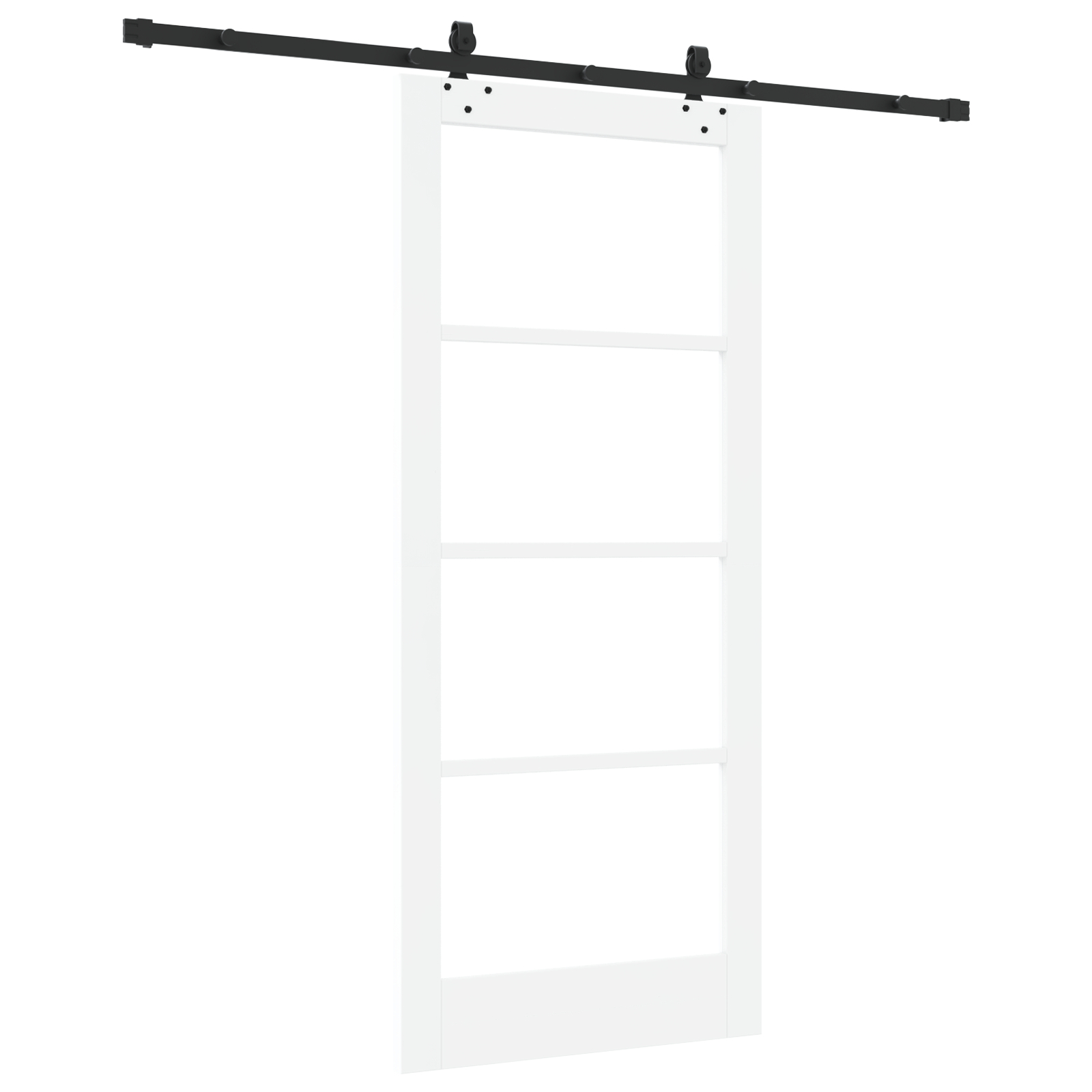 Ușă glisantă vidaXL cu set de accesorii 'ORKDAL'Alb Lemn Solid & Sticlă