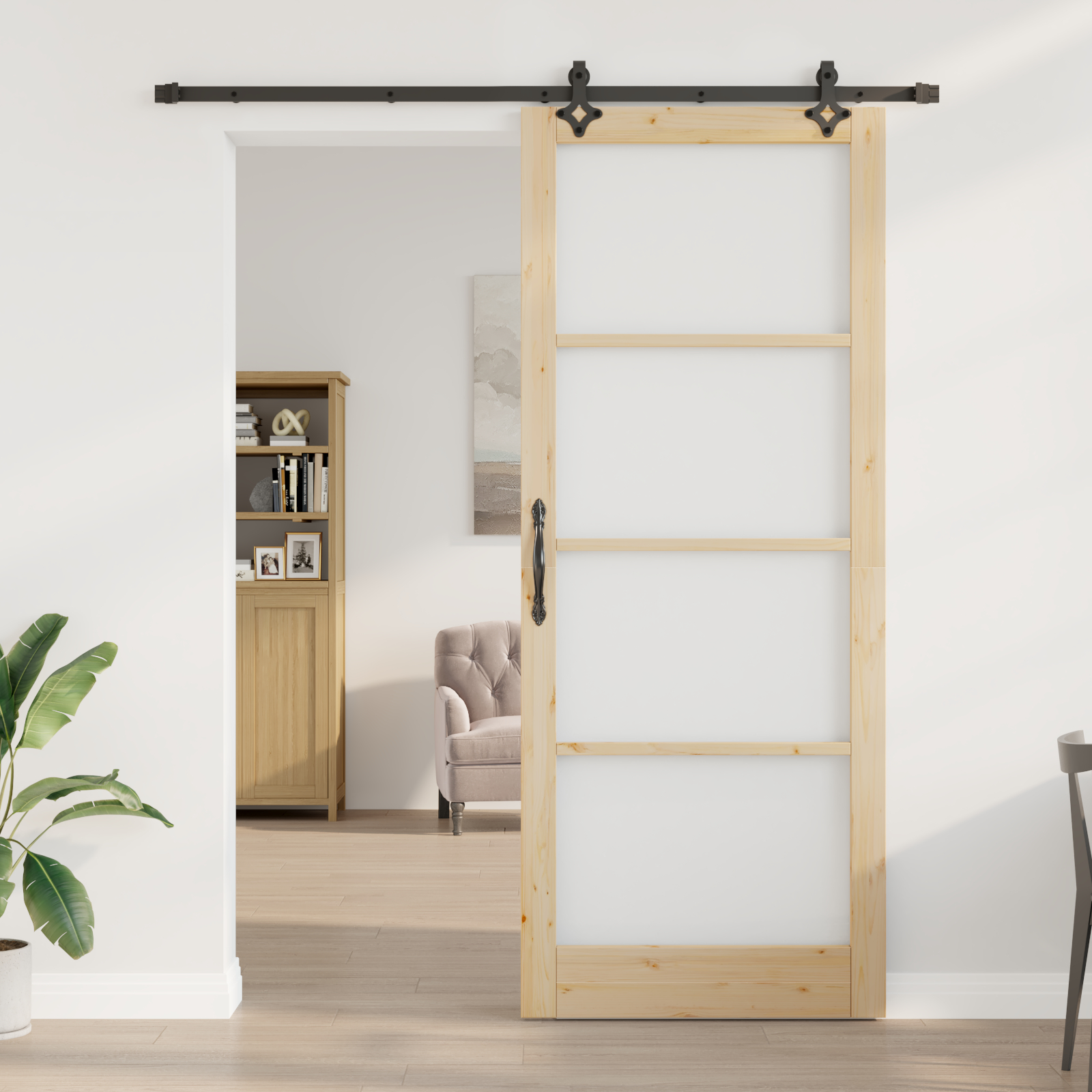 Set uși glisante vidaXL cu hardware 'ORKDAL'Lemn masiv și sticlă Set uși glisante vidaXL cu hardware 'ORKDAL'Lemn masiv și sticlă