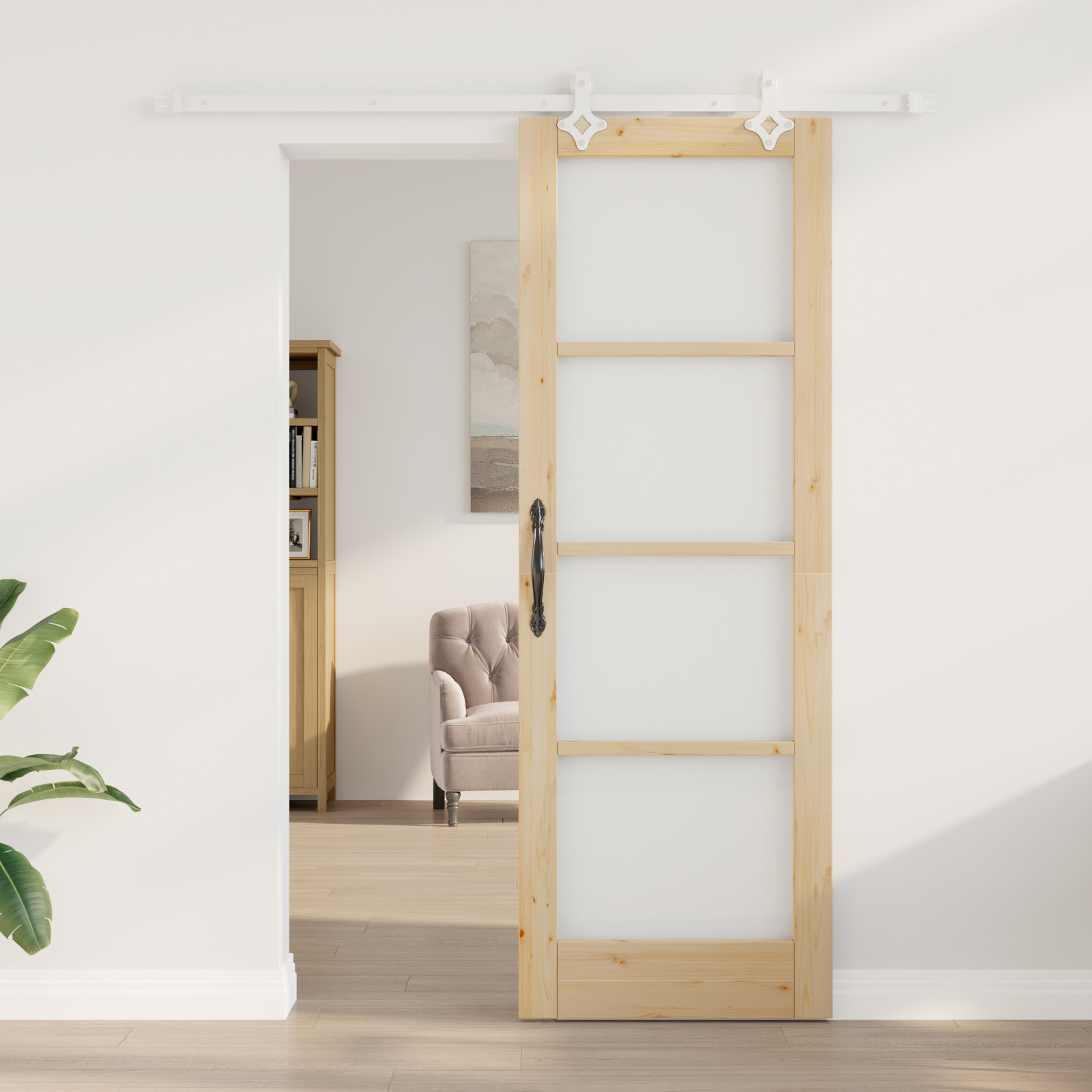 Set Ușă Culisantă vidaXL cu Hardware 73.5x211 cm Lemn Masiv Pin Set Ușă Culisantă vidaXL cu Hardware 73.5x211 cm Lemn Masiv Pin