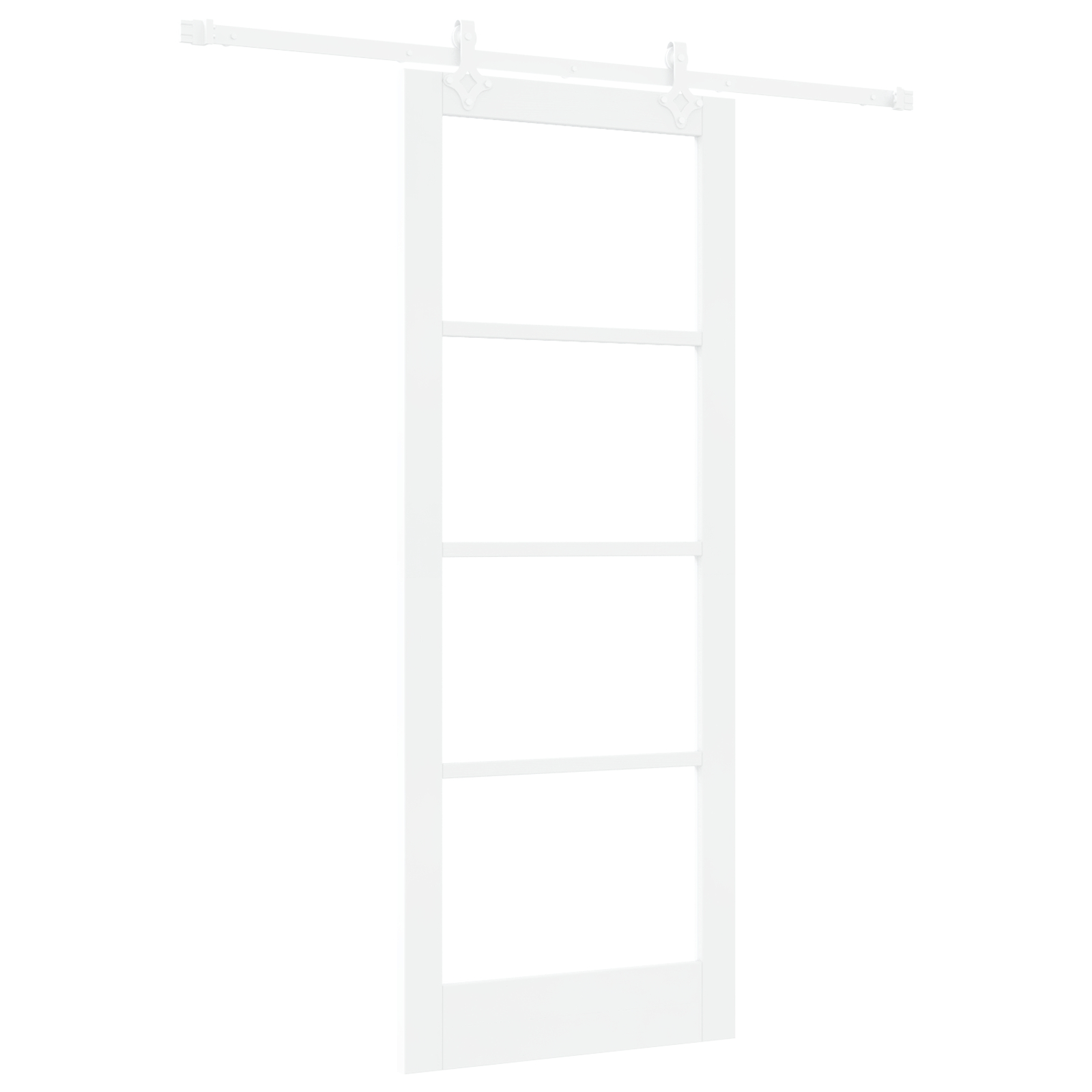 Set ușă glisantă vidaXL cu kit de accesorii Alb 83x211 cm Lemn masiv Pin Set ușă glisantă vidaXL cu kit de accesorii Alb 83x211 cm Lemn masiv Pin