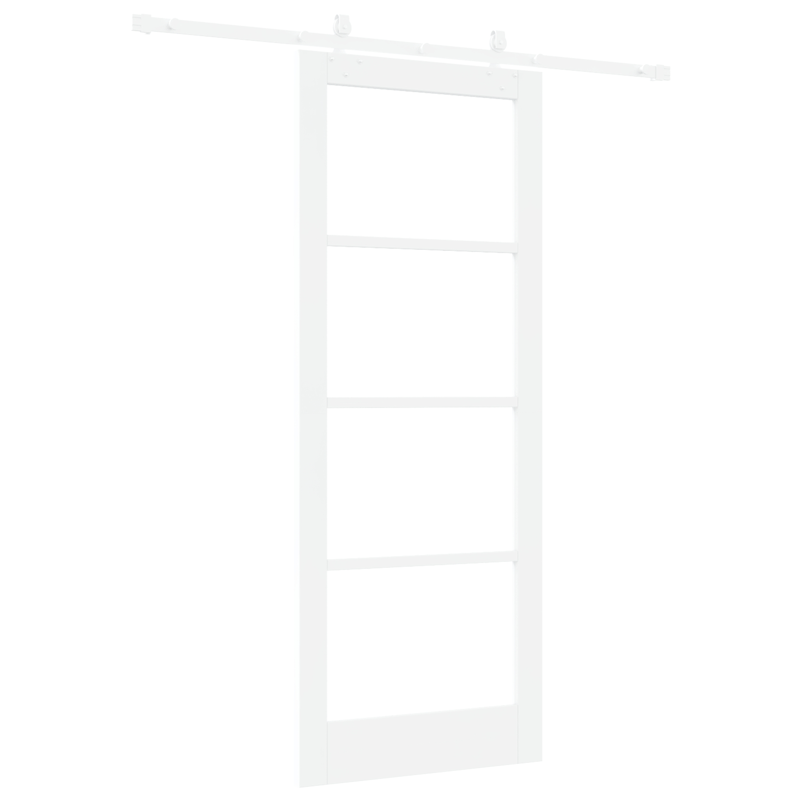 Set ușă glisantă vidaXL cu kit de accesorii Alb 83x211 cm Lemn masiv Pin Set ușă glisantă vidaXL cu kit de accesorii Alb 83x211 cm Lemn masiv Pin
