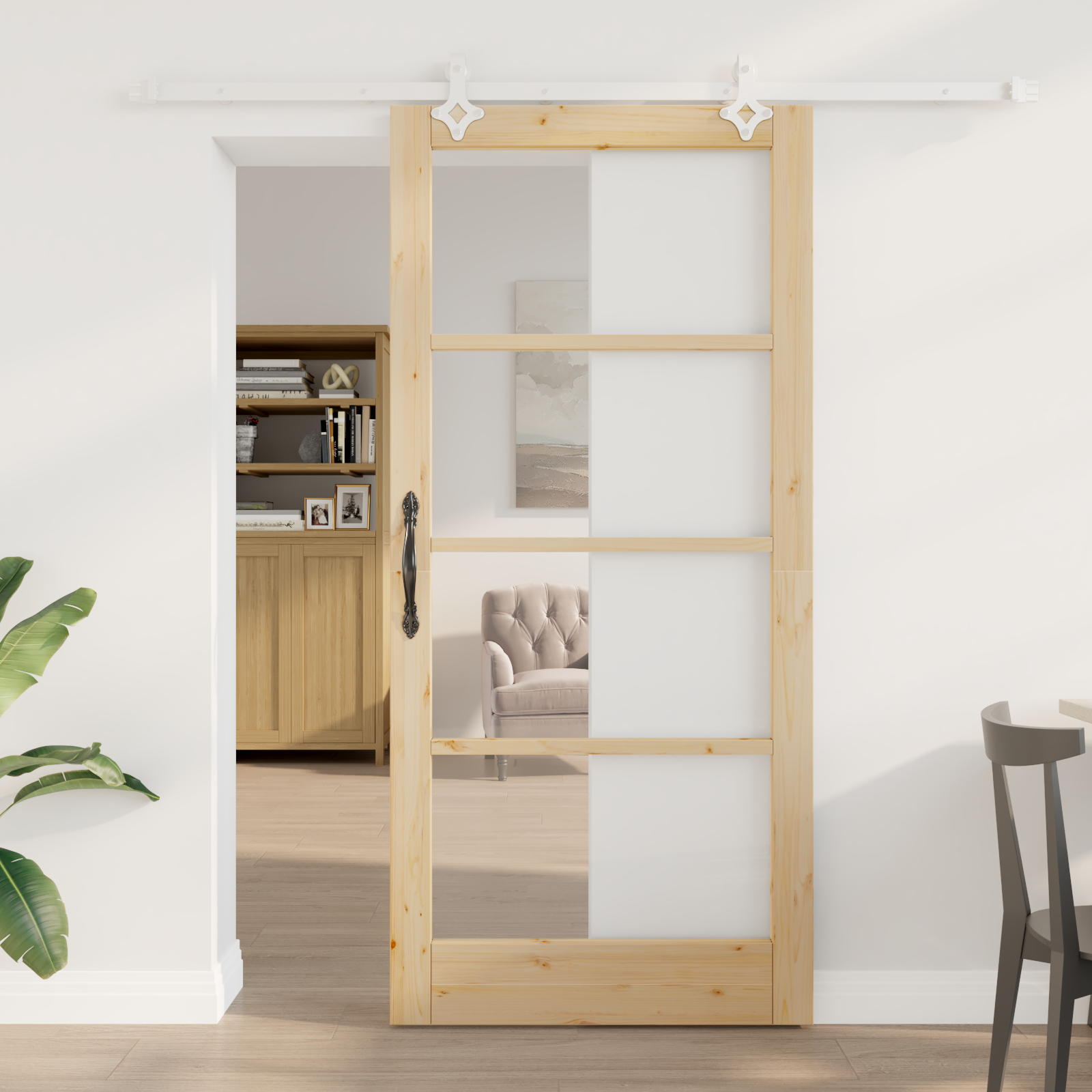 vidaXL Ușă Glisantă Manual Maro 93 x 202 cm Lemn și metal