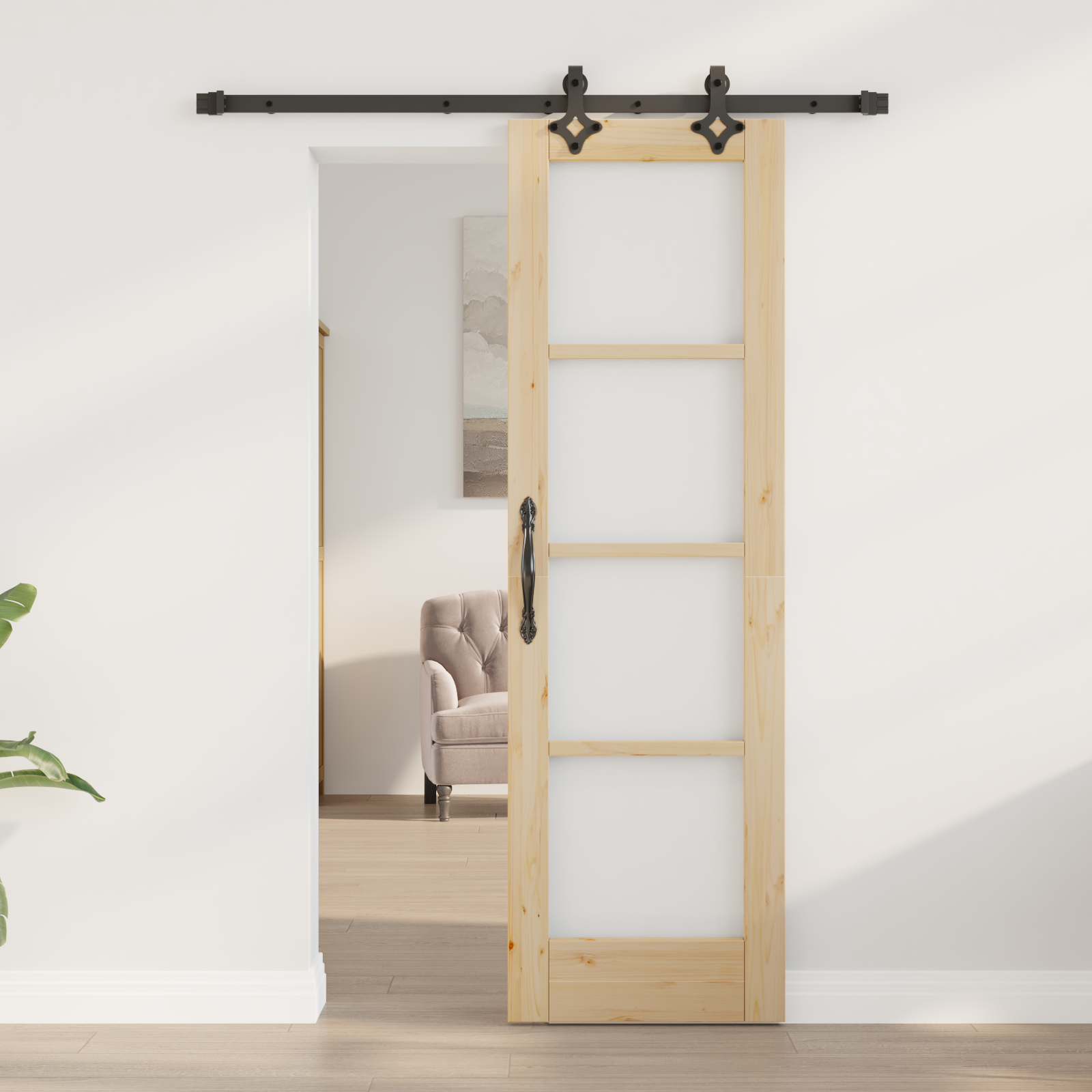 vidaXL Ușa glisantă Manual Maro 61 x 198.5 cm Lemn și metal