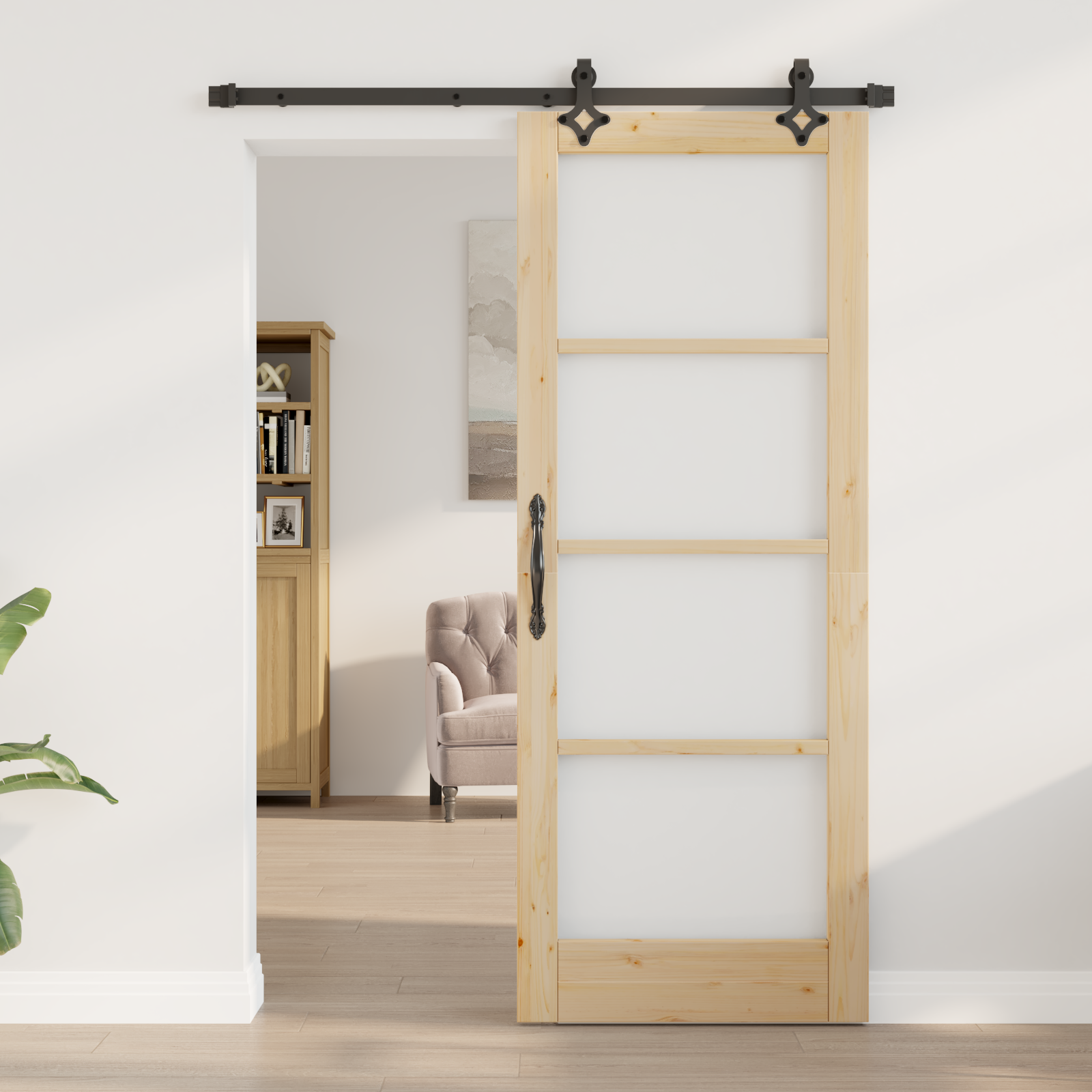 Set de uși glisante vidaXL cu hardware 78x202 cm Lemn masiv de pin Set de uși glisante vidaXL cu hardware 78x202 cm Lemn masiv de pin