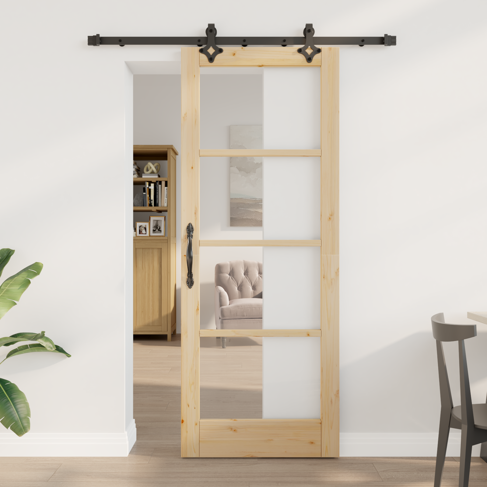 Set de uși glisante vidaXL cu hardware 78x202 cm Lemn masiv de pin Set de uși glisante vidaXL cu hardware 78x202 cm Lemn masiv de pin