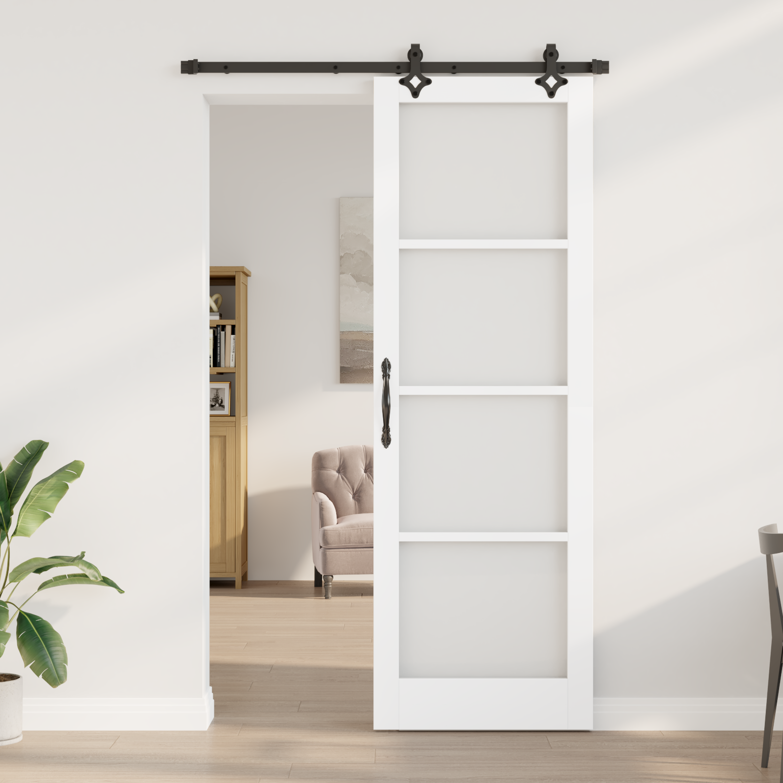 Set Ușă Glisantă vidaXL cu Accesorii Alb 78x232 cm Lemn Solid de Pin Set Ușă Glisantă vidaXL cu Accesorii Alb 78x232 cm Lemn Solid de Pin