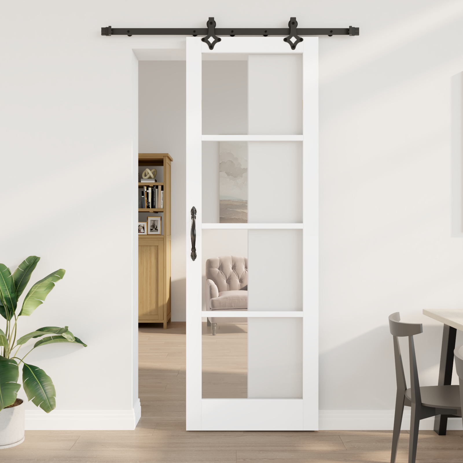 Set Ușă Glisantă vidaXL cu Accesorii Alb 78x232 cm Lemn Solid de Pin Set Ușă Glisantă vidaXL cu Accesorii Alb 78x232 cm Lemn Solid de Pin