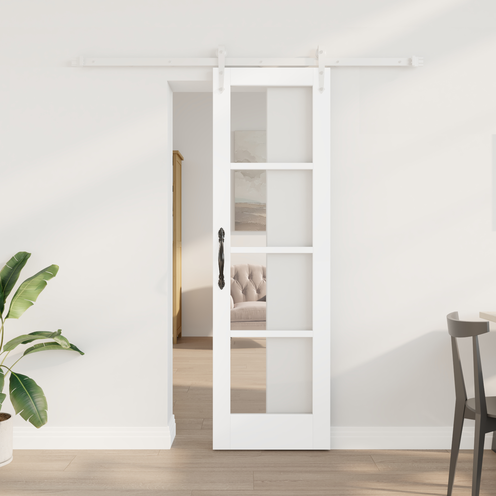 vidaXL Ușă glisantă Manual Alb 61 x 198.5 cm Lemn și metal