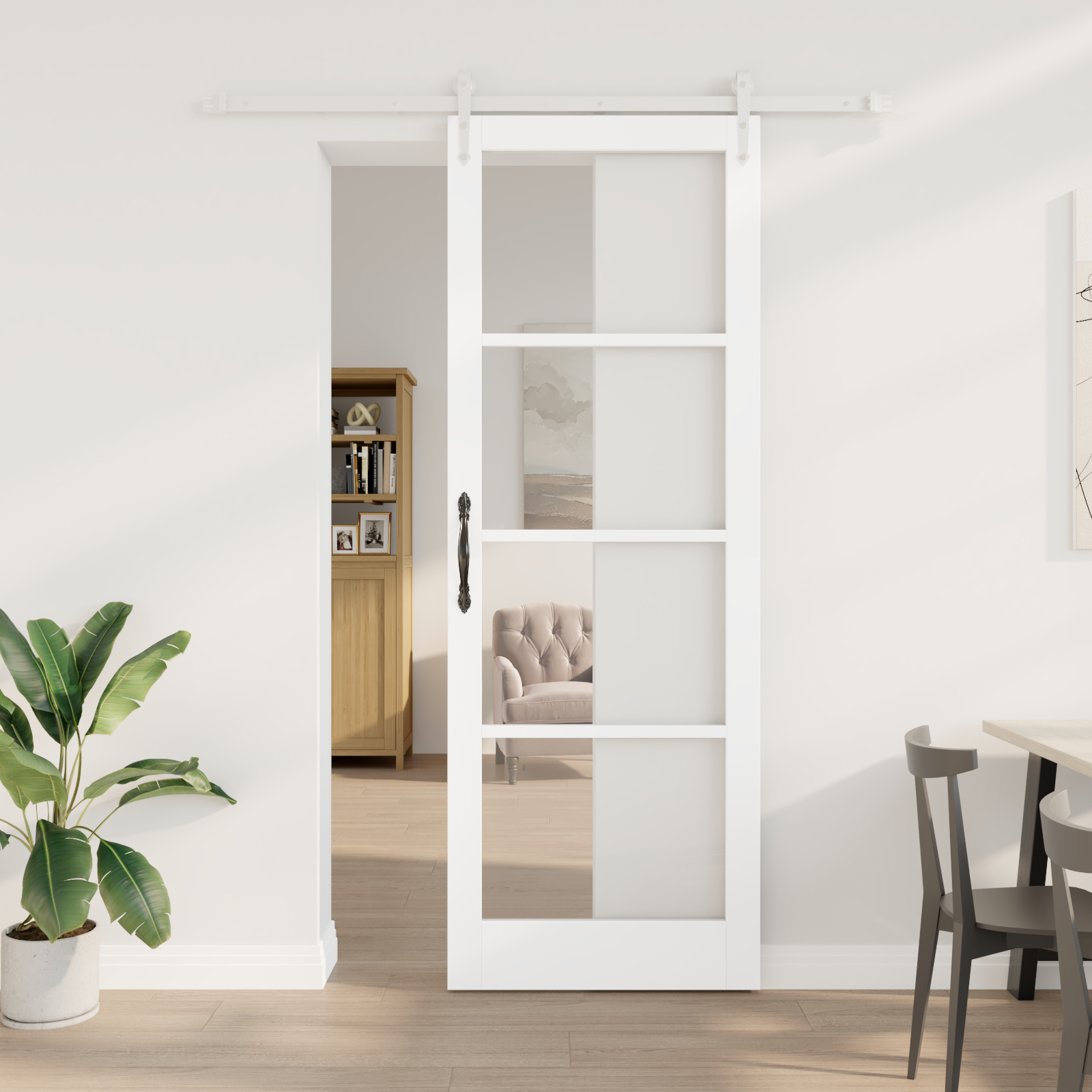 vidaXL Ușă glisantă Manual Alb 83 x 232 cm Lemn și metal vidaXL Ușă glisantă Manual Alb 83 x 232 cm Lemn și metal
