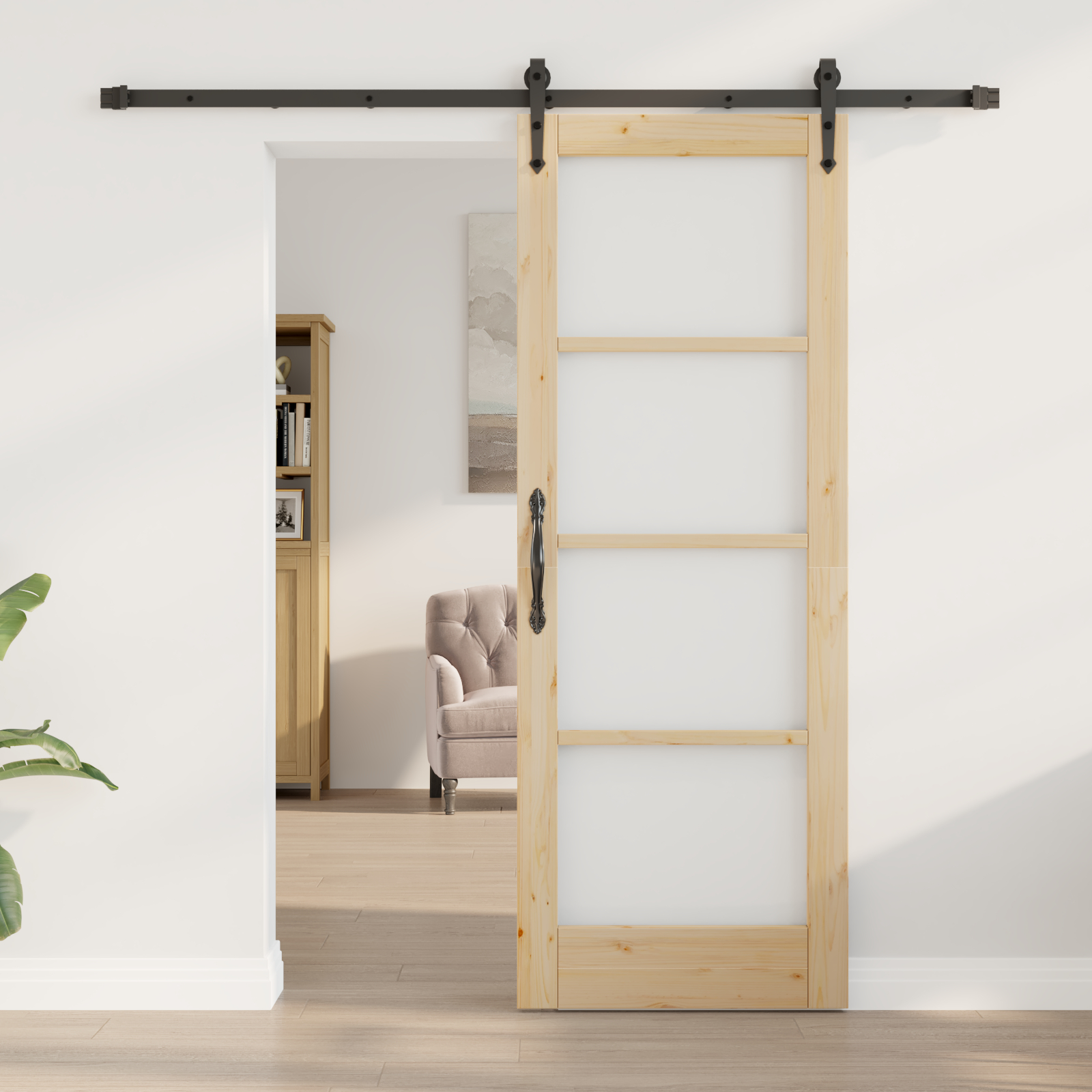 Set uși glisante vidaXL cu set hardware 73.5x198.5 cm lemn masiv de pin Set uși glisante vidaXL cu set hardware 73.5x198.5 cm lemn masiv de pin
