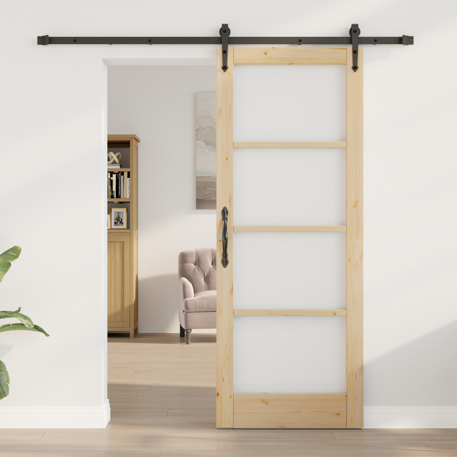 Set Ușă Glisantă vidaXL cu Hardware 78x202 cm Lemn Masiv de Pin Set Ușă Glisantă vidaXL cu Hardware 78x202 cm Lemn Masiv de Pin