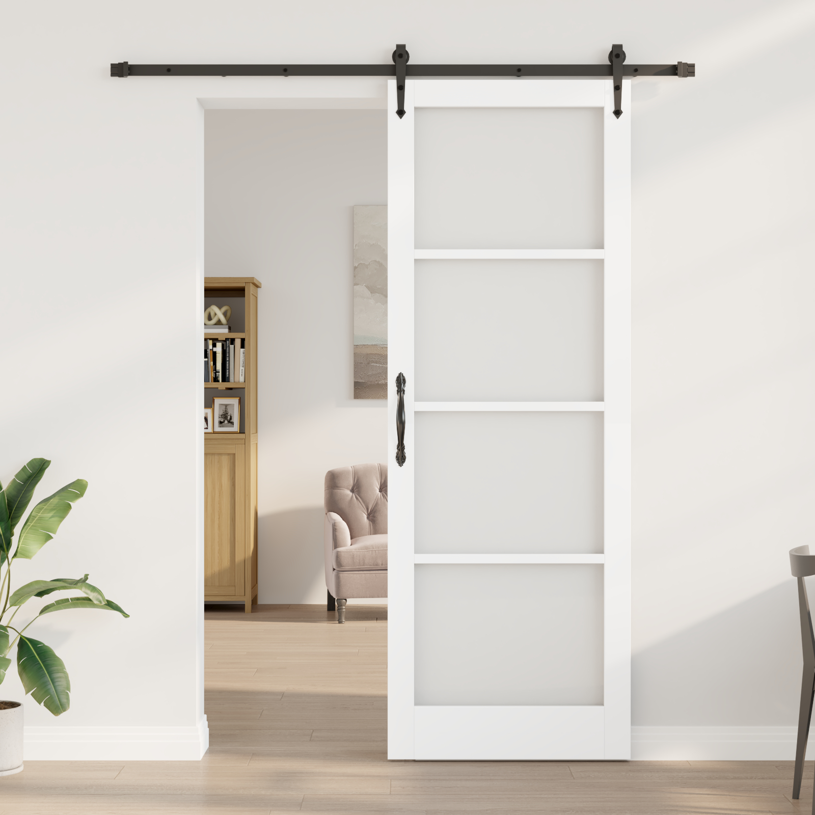 Set Ușă Glisantă vidaXL cu Accesorii Alb 83x232 cm Lemn Solid de Pin Set Ușă Glisantă vidaXL cu Accesorii Alb 83x232 cm Lemn Solid de Pin