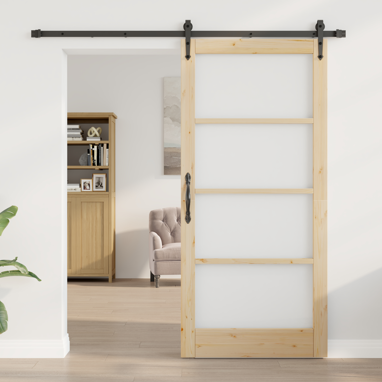 Set Ușă Glisantă vidaXL cu Hardware 93x202 cm Lemn Masiv de Pin Set Ușă Glisantă vidaXL cu Hardware 93x202 cm Lemn Masiv de Pin